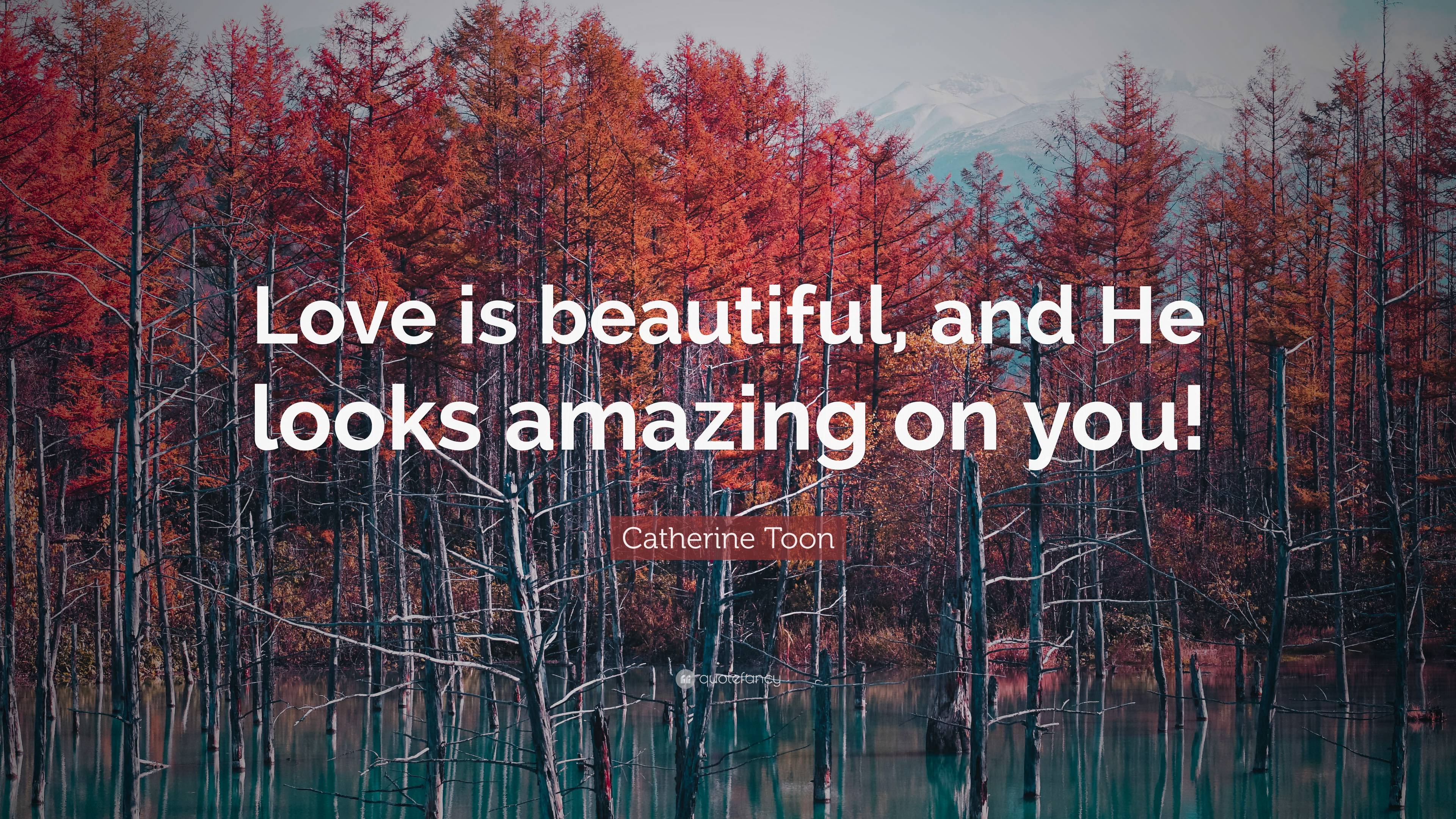 Catherine Toon Quote: “Love is beautiful, and He looks amazing on you!”