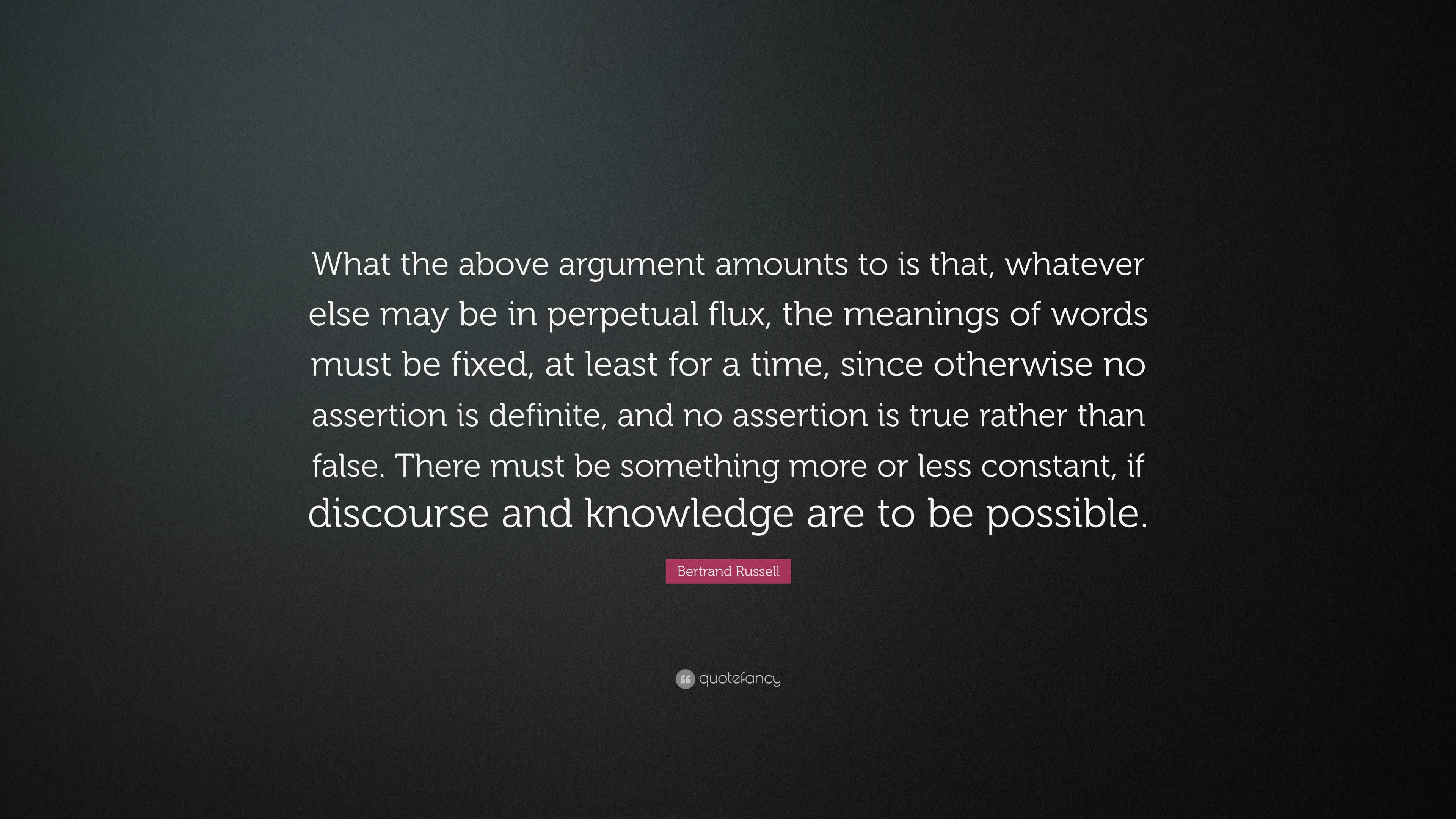 Bertrand Russell Quote: “What the above argument amounts to is that ... - Amount Argument