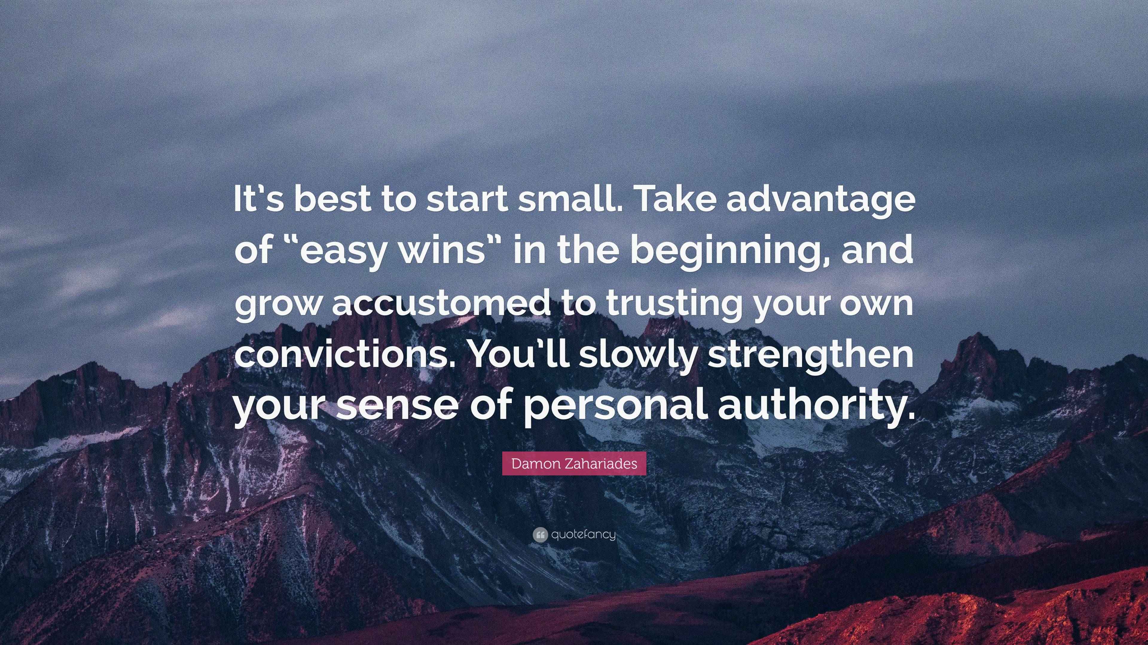 Damon Zahariades Quote “It’s best to start small. Take advantage of