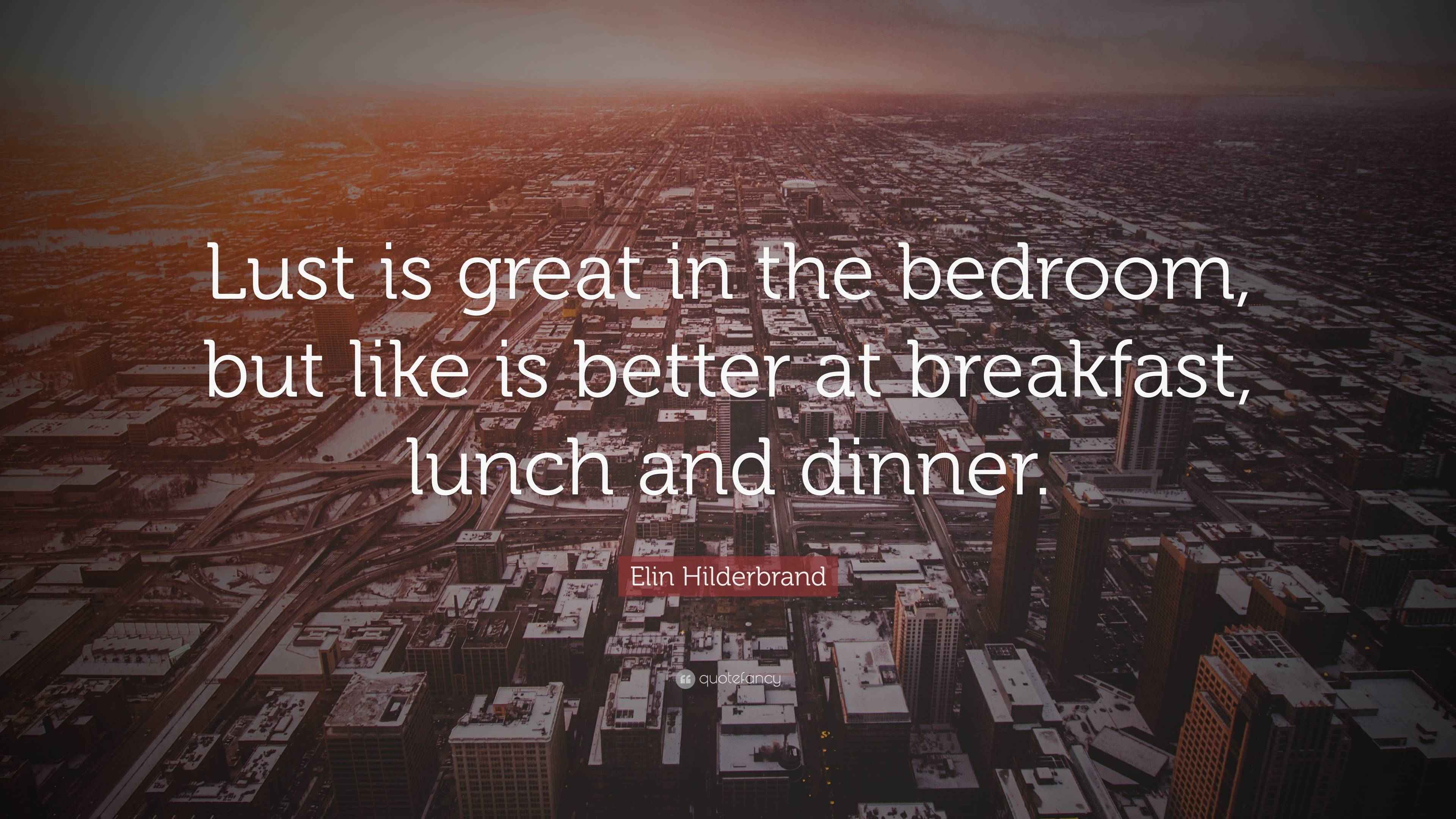 Elin Hilderbrand Quote: “Lust is great in the bedroom, but like is ...