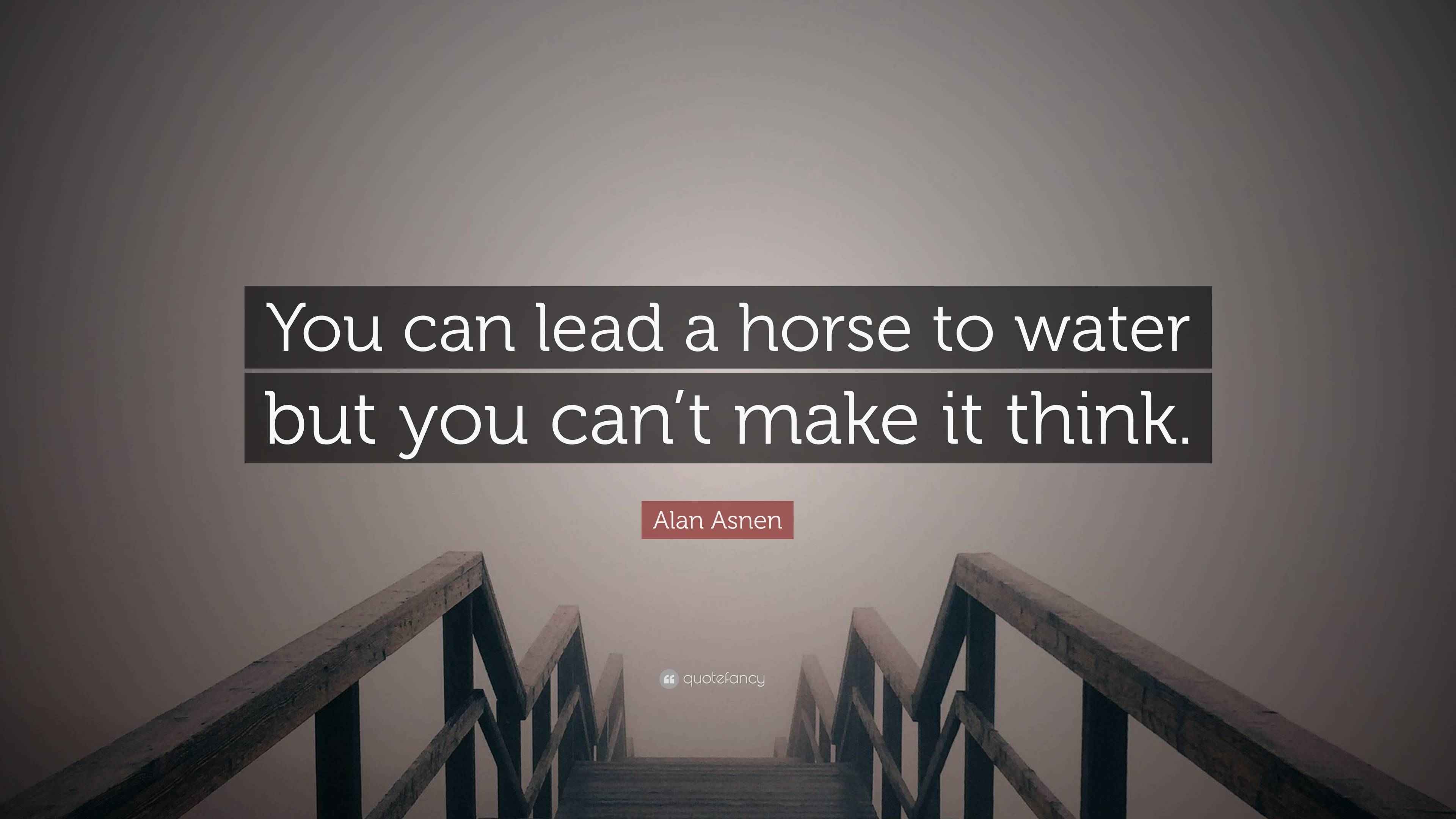 Alan Asnen Quote: “You can lead a horse to water but you can’t make it ...