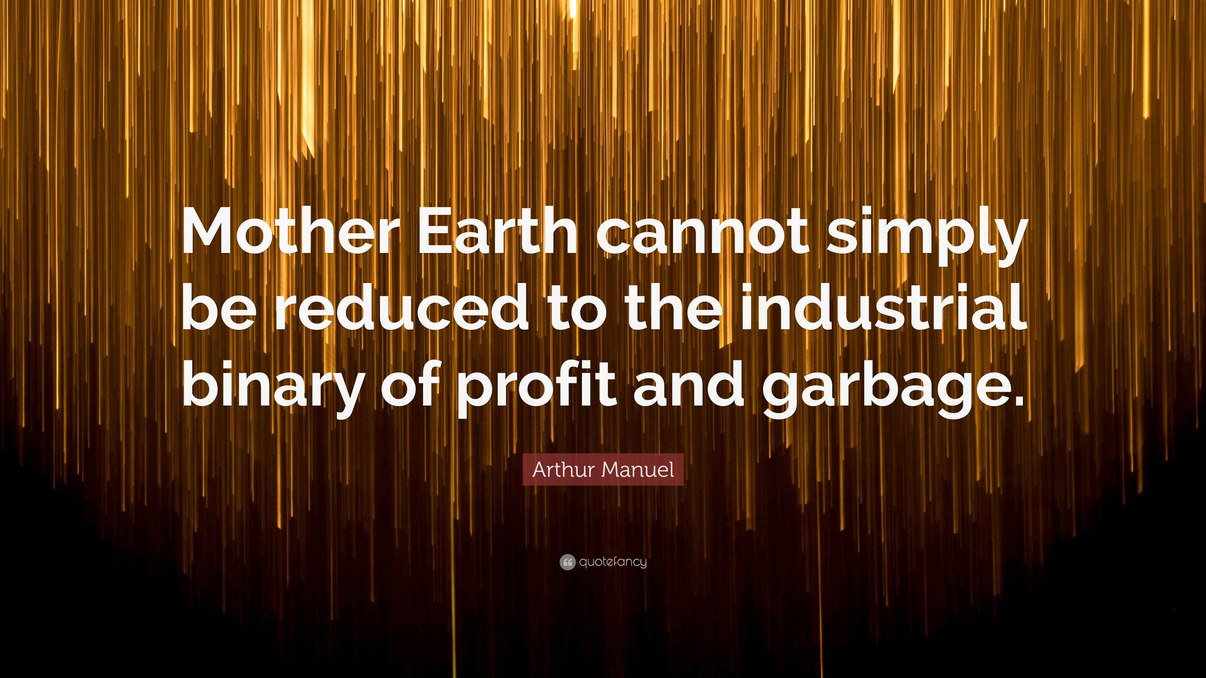 Arthur Manuel Quote “Mother Earth cannot simply be reduced to the