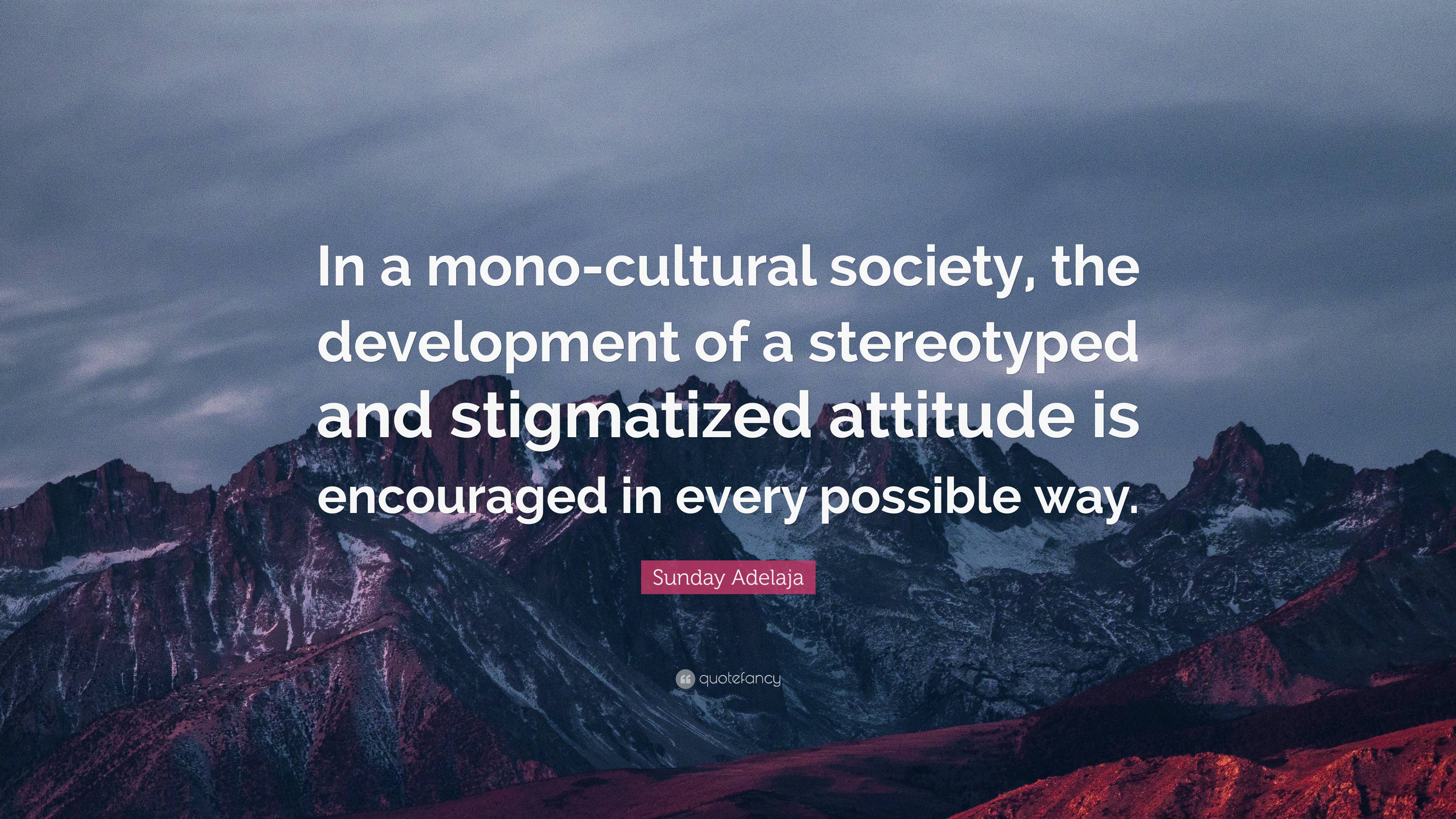 Sunday Adelaja Quote: “In a mono-cultural society, the development of a ...