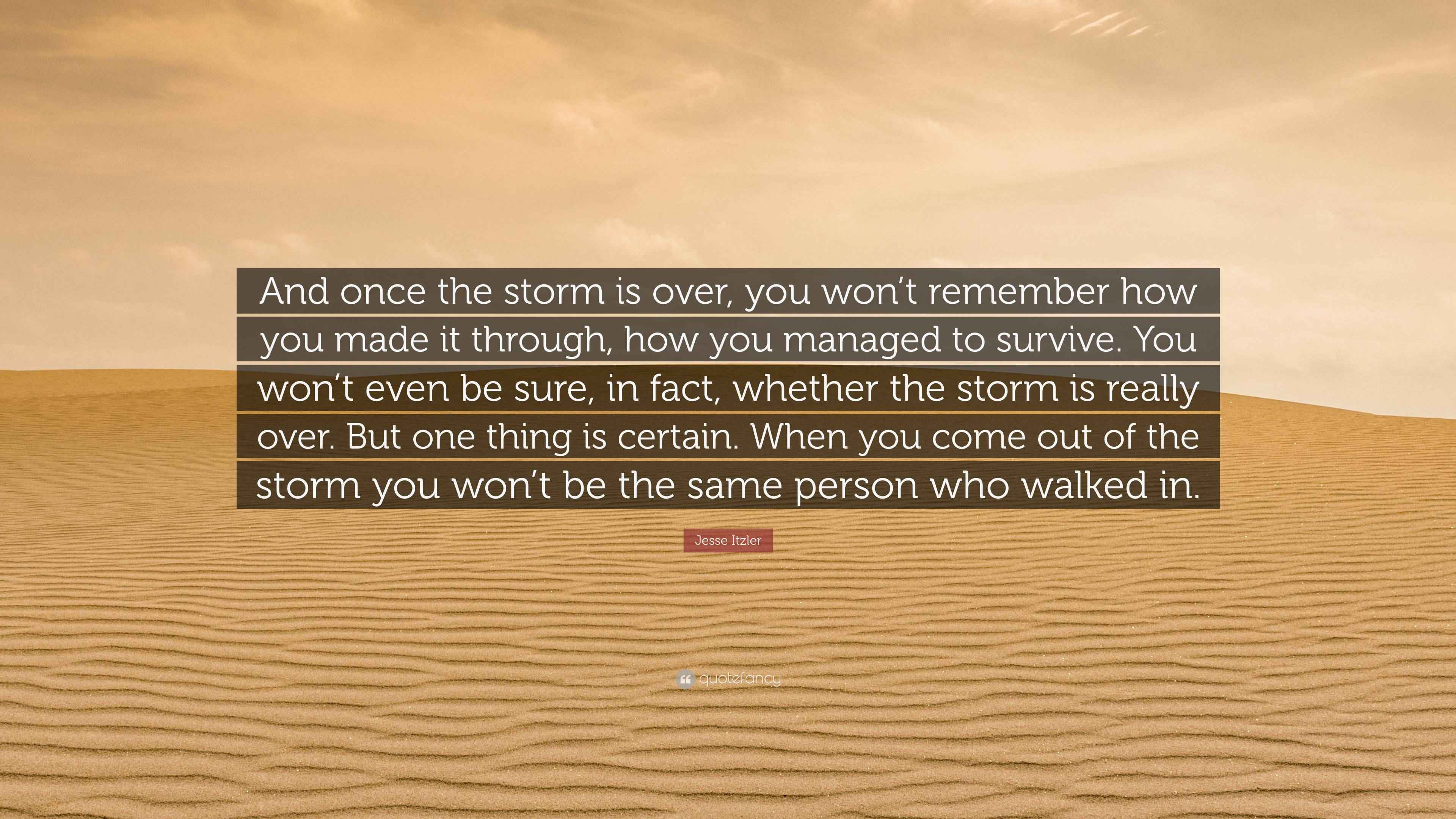 Jesse Itzler Quote “And once the storm is over, you won’t remember how