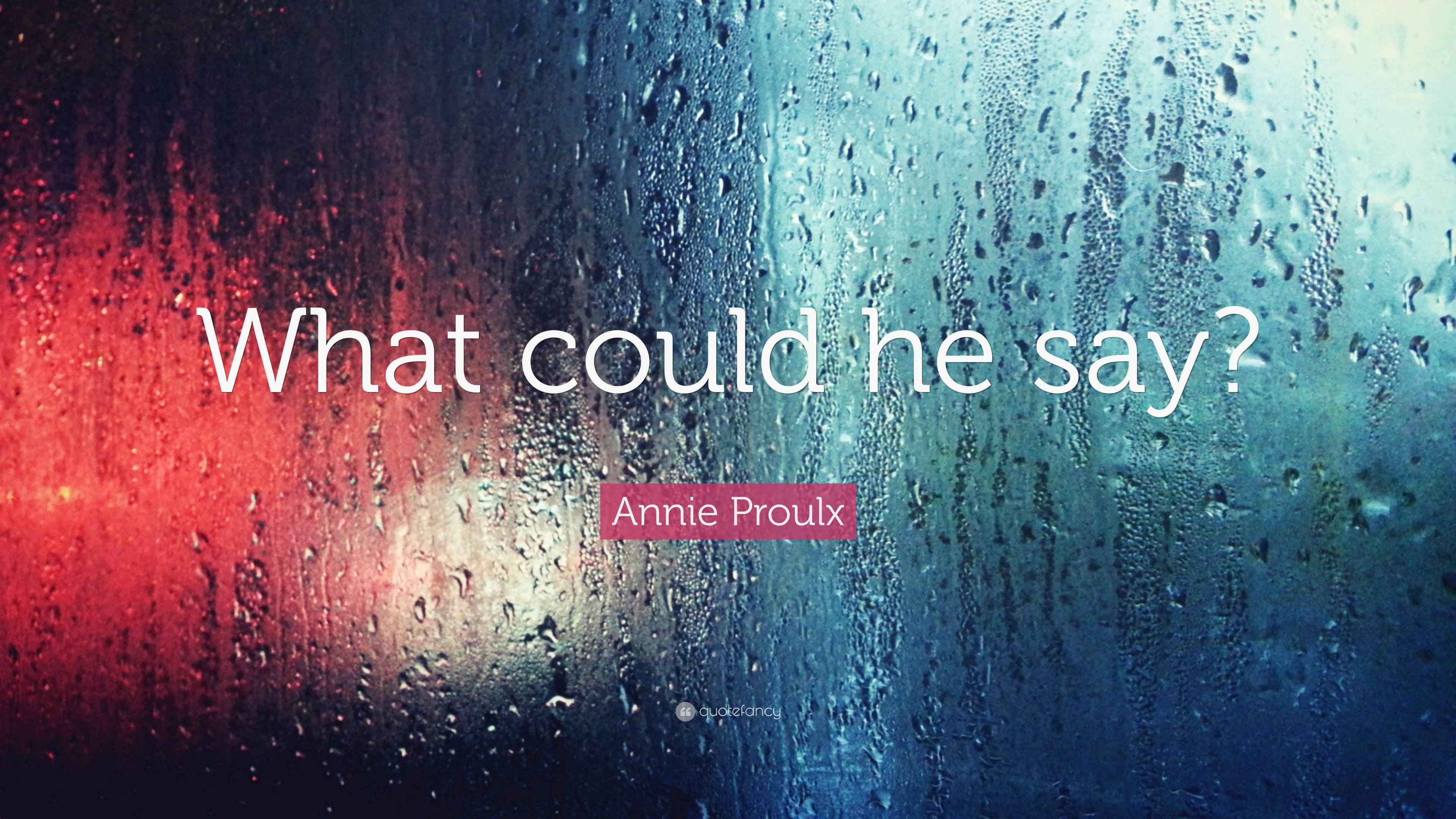 Annie Proulx Quote “What could he say?”