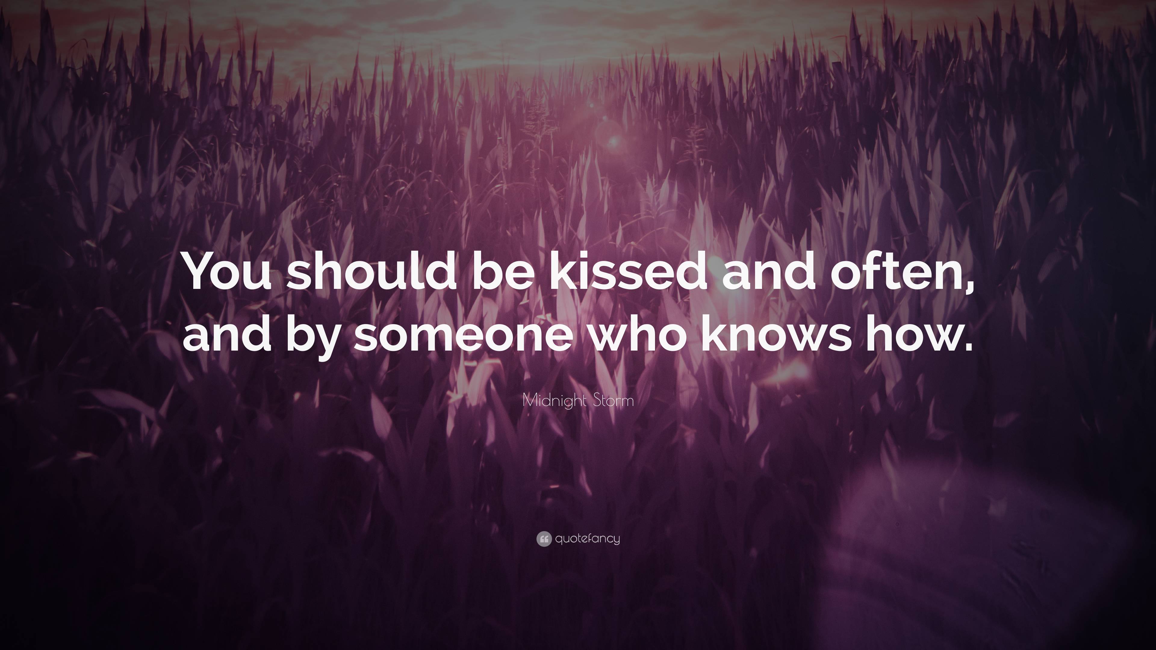 Midnight Storm Quote: “You should be kissed and often, and by someone ...