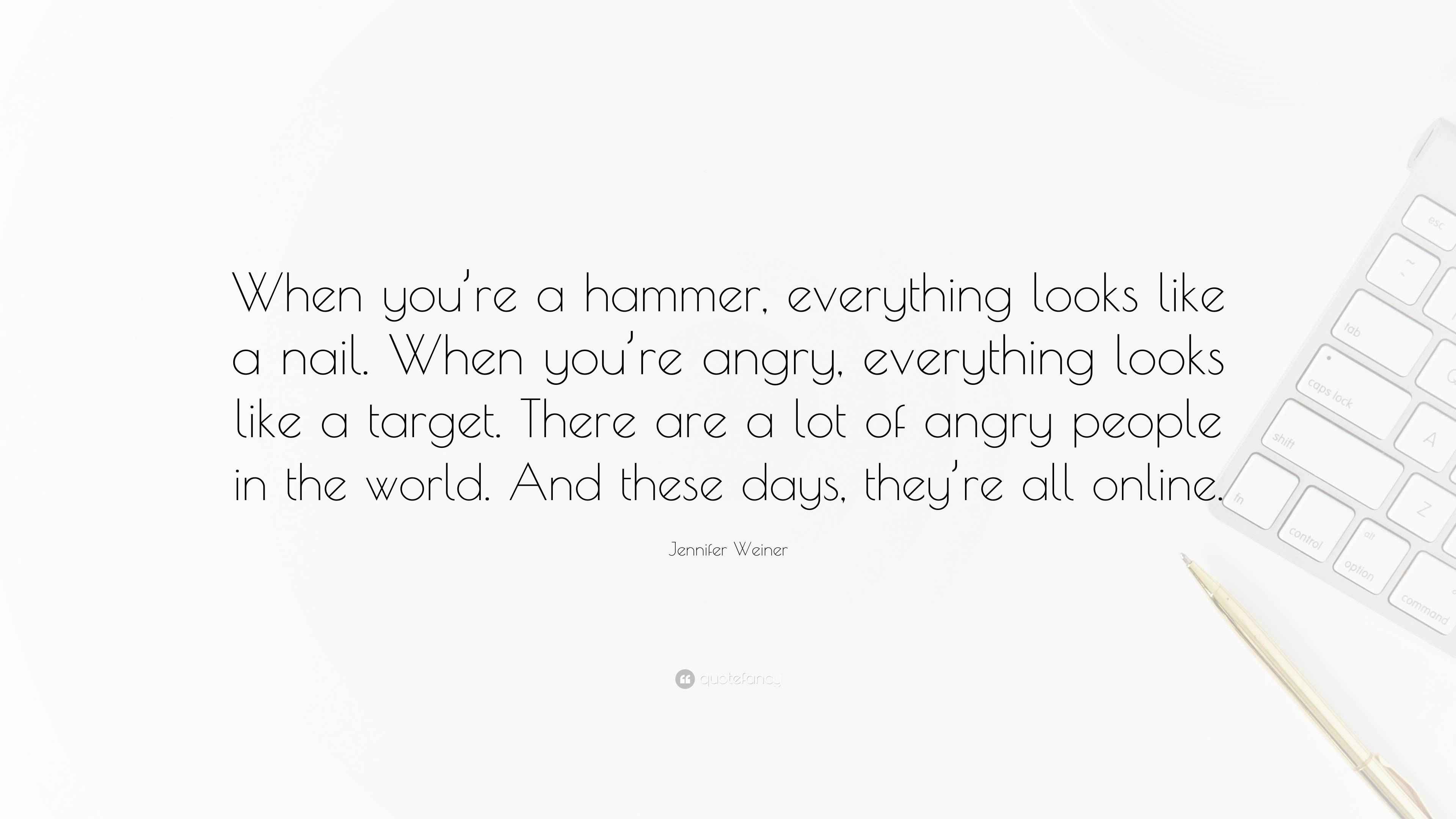 Jennifer Weiner Quote “When you’re a hammer, everything looks like a
