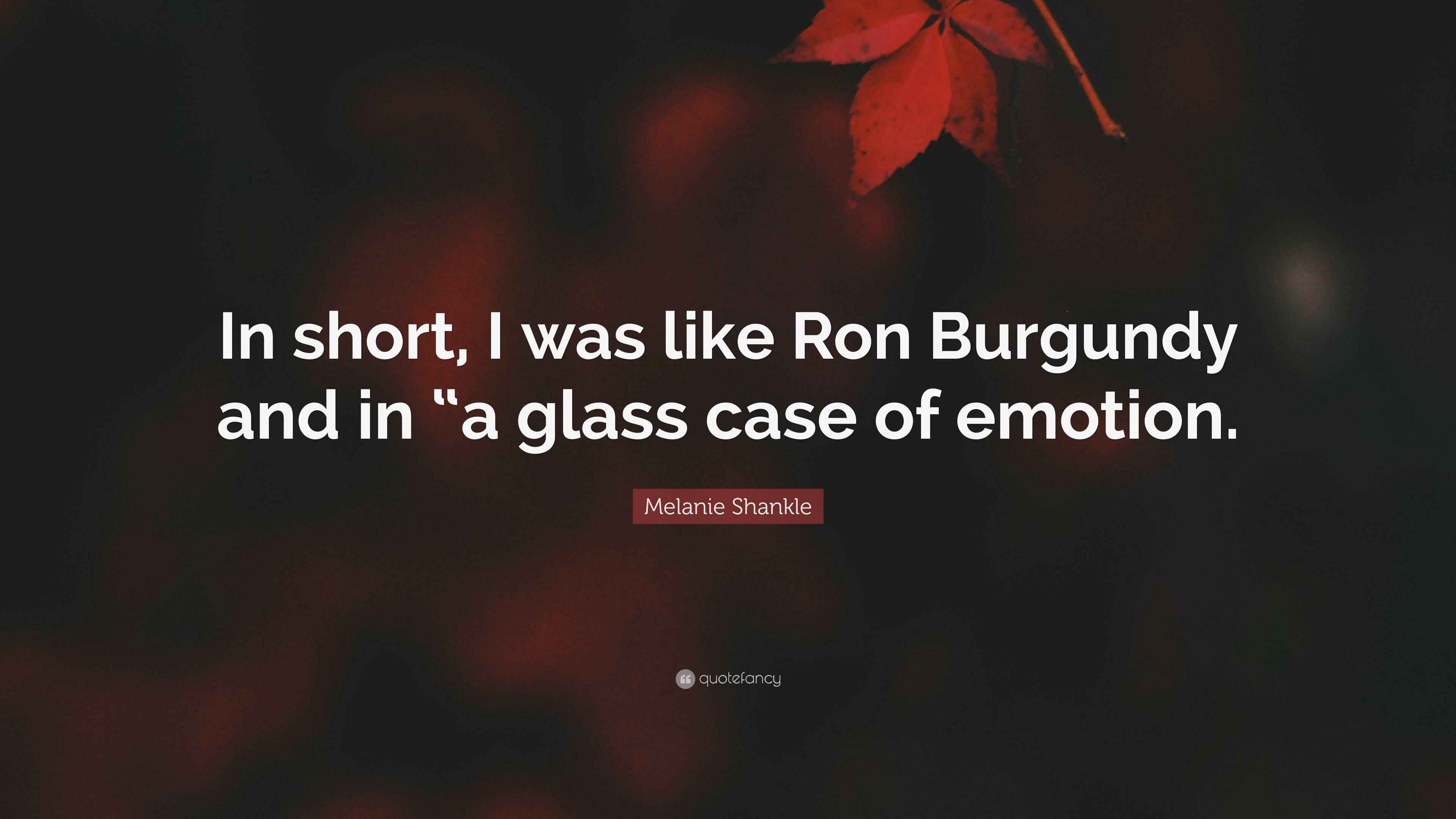 Melanie Shankle Quote “In short, I was like Ron Burgundy and in “a