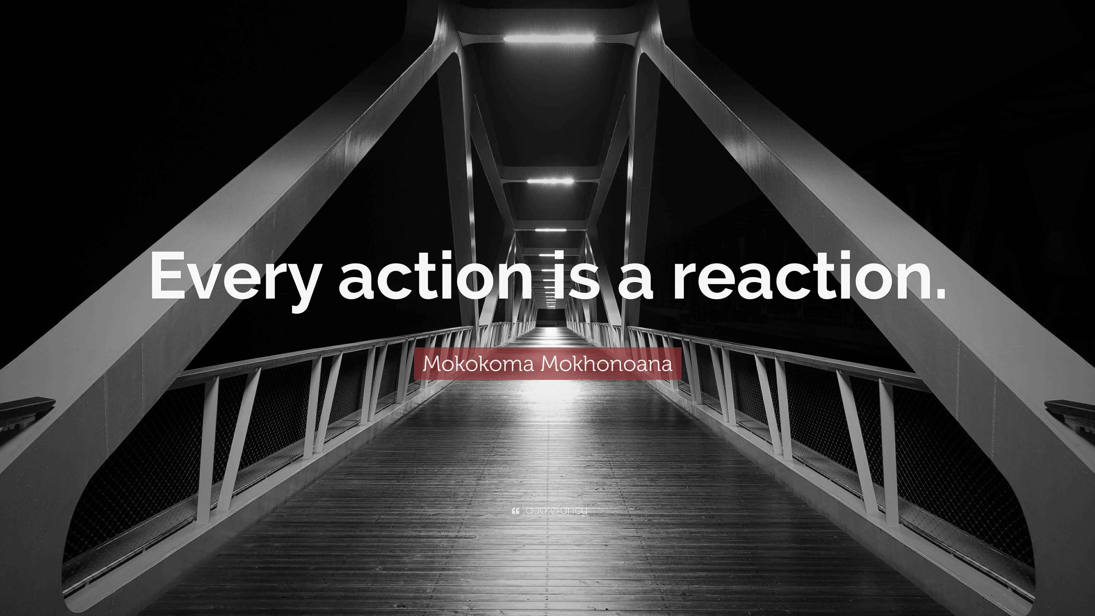 Mokokoma Mokhonoana Quote “Every action is a reaction.”