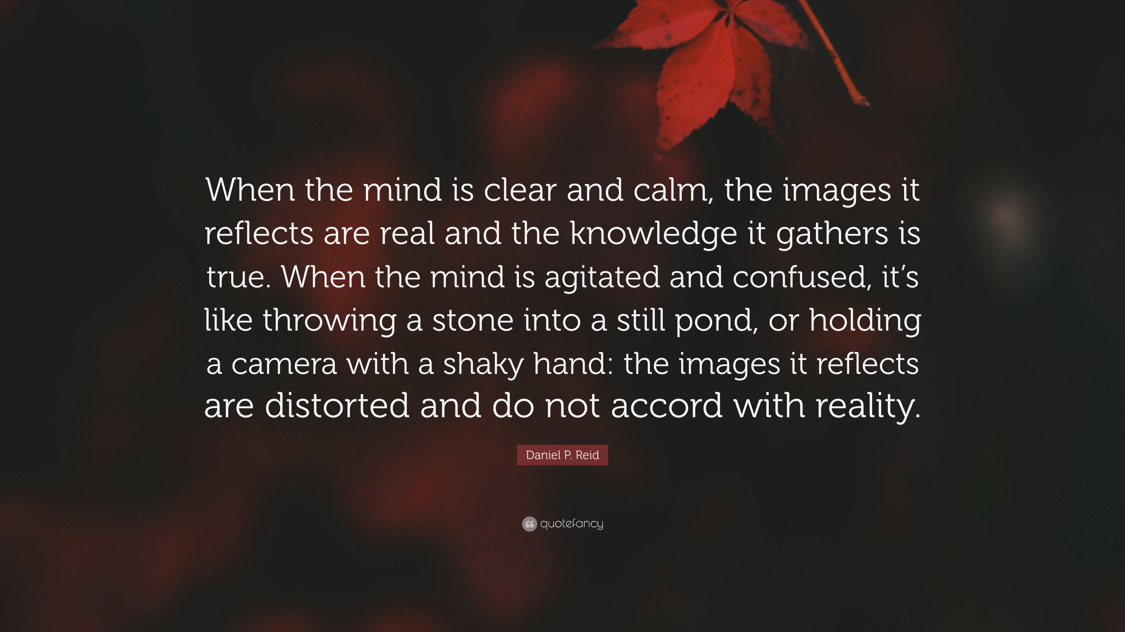 Daniel P. Reid Quote: “When the mind is clear and calm, the images it ...