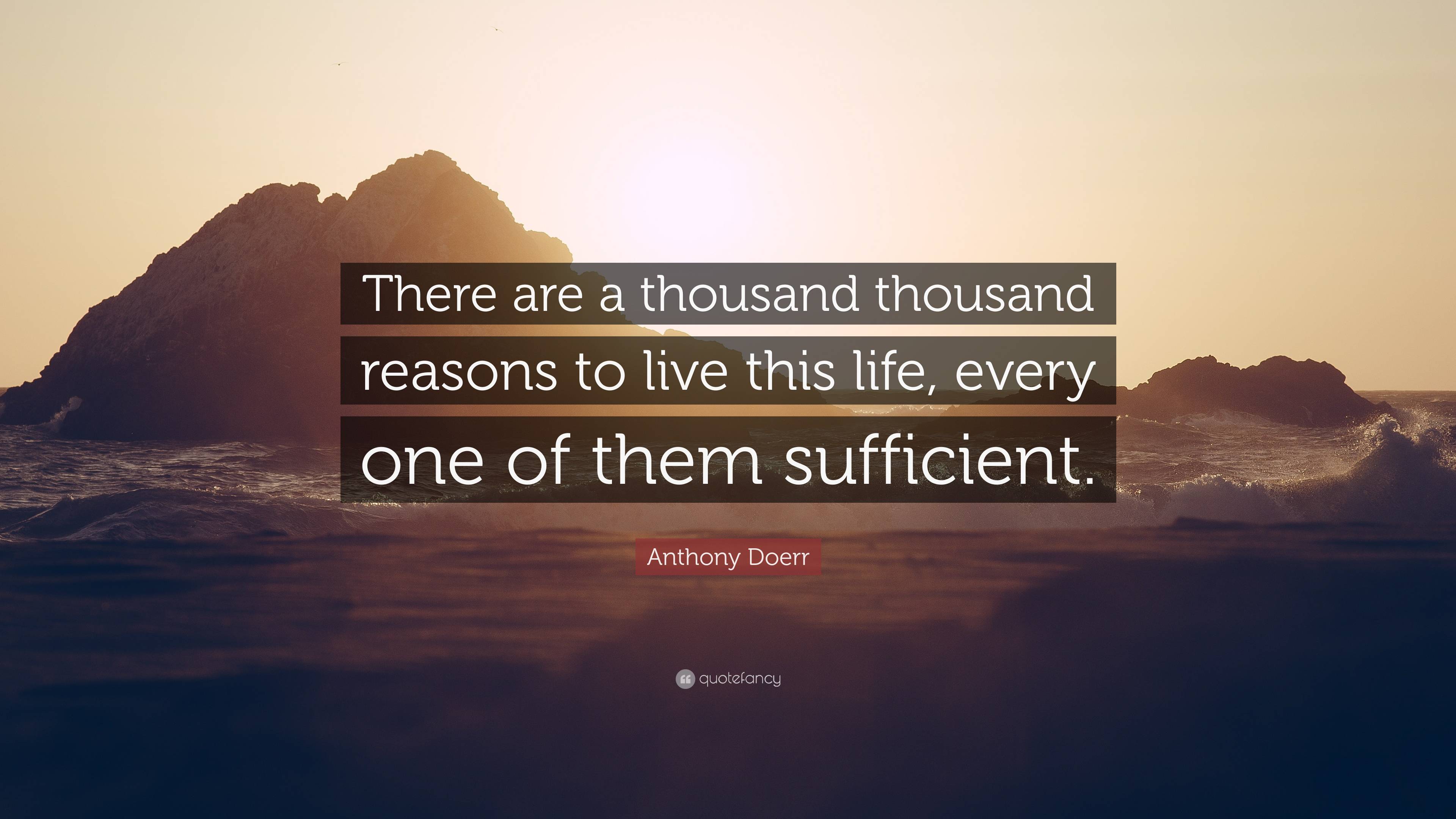 Anthony Doerr Quote: “There are a thousand thousand reasons to live ...