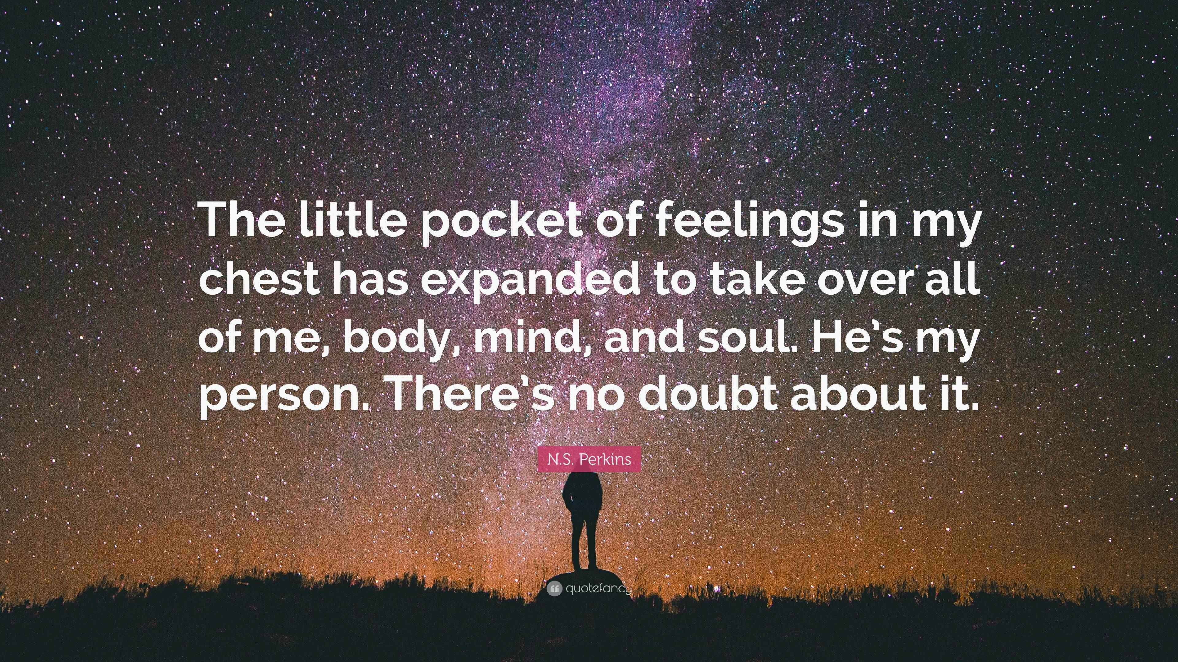 N.S. Perkins Quote “The little pocket of feelings in my chest has