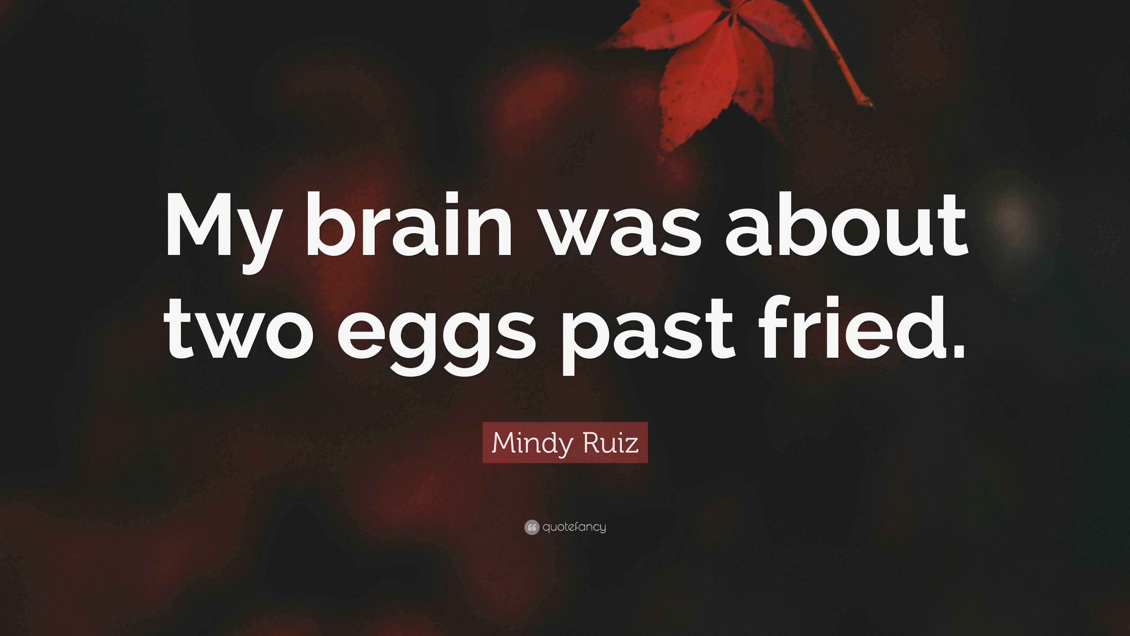Mindy Ruiz Quote “My brain was about two eggs past fried.”
