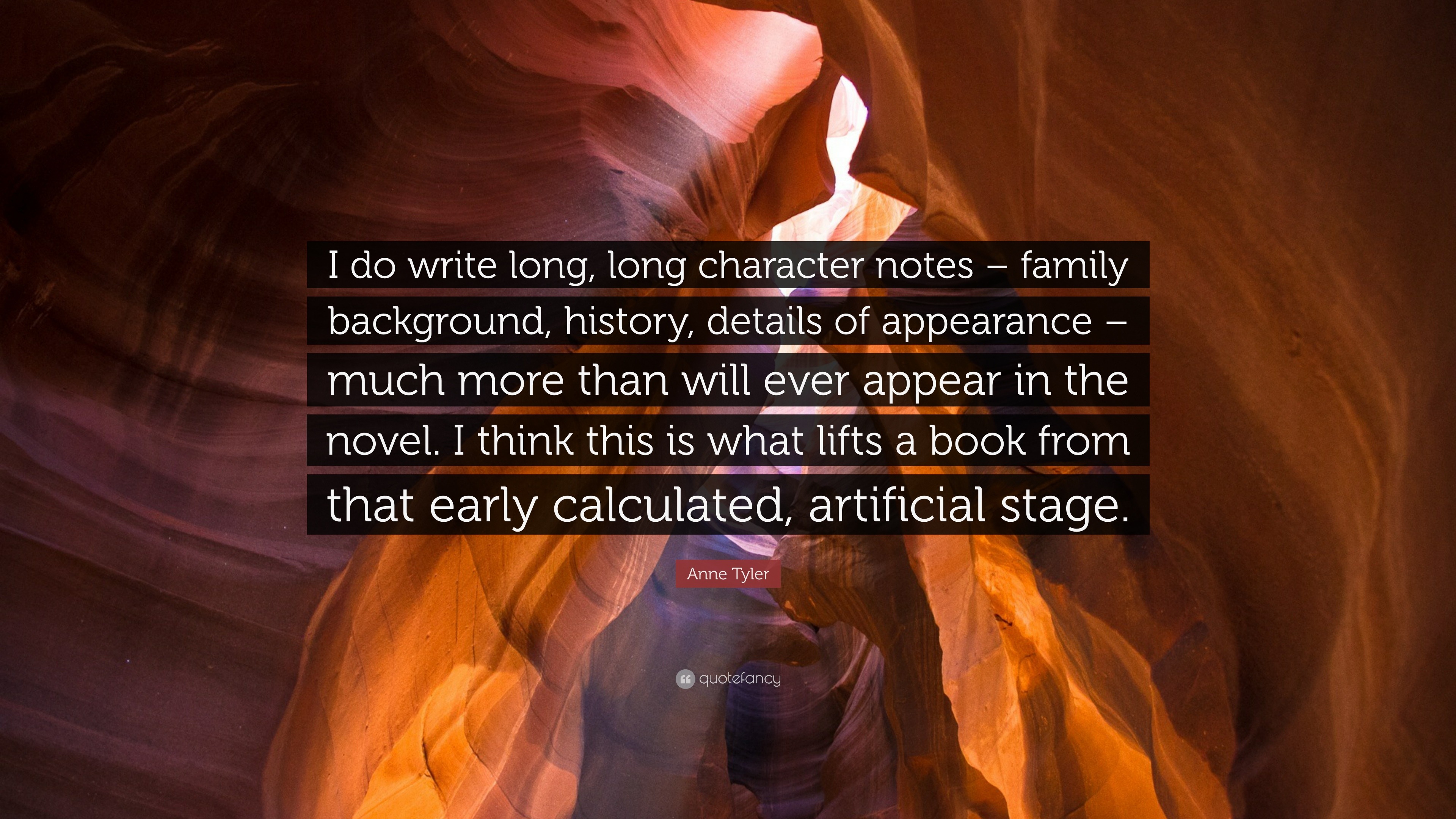 Anne Tyler Quote: “I do write long, long character notes – family background,  history, details of appearance – much more than will ever app...”