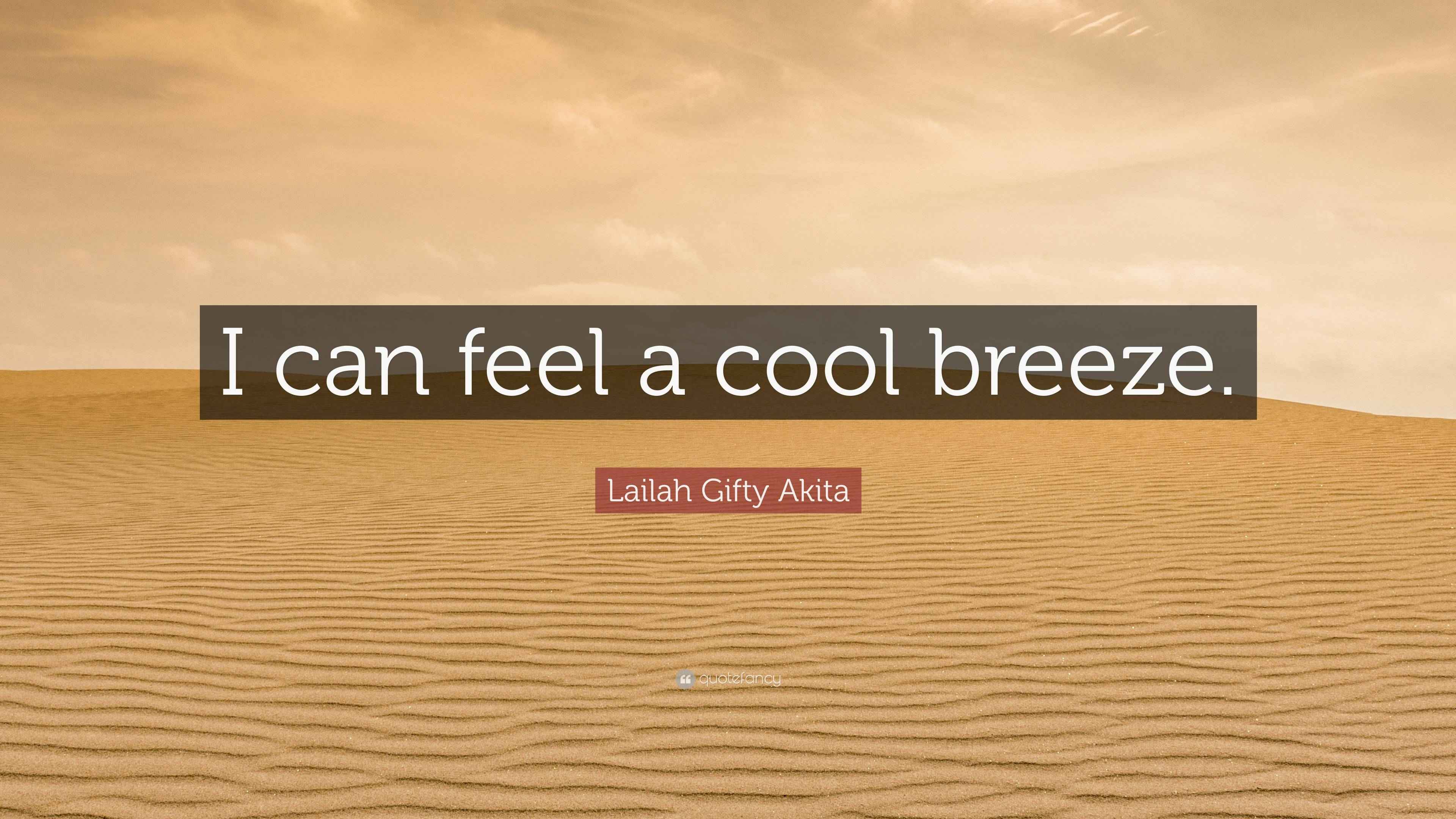 Lailah Gifty Akita Quote “I can feel a cool breeze.”