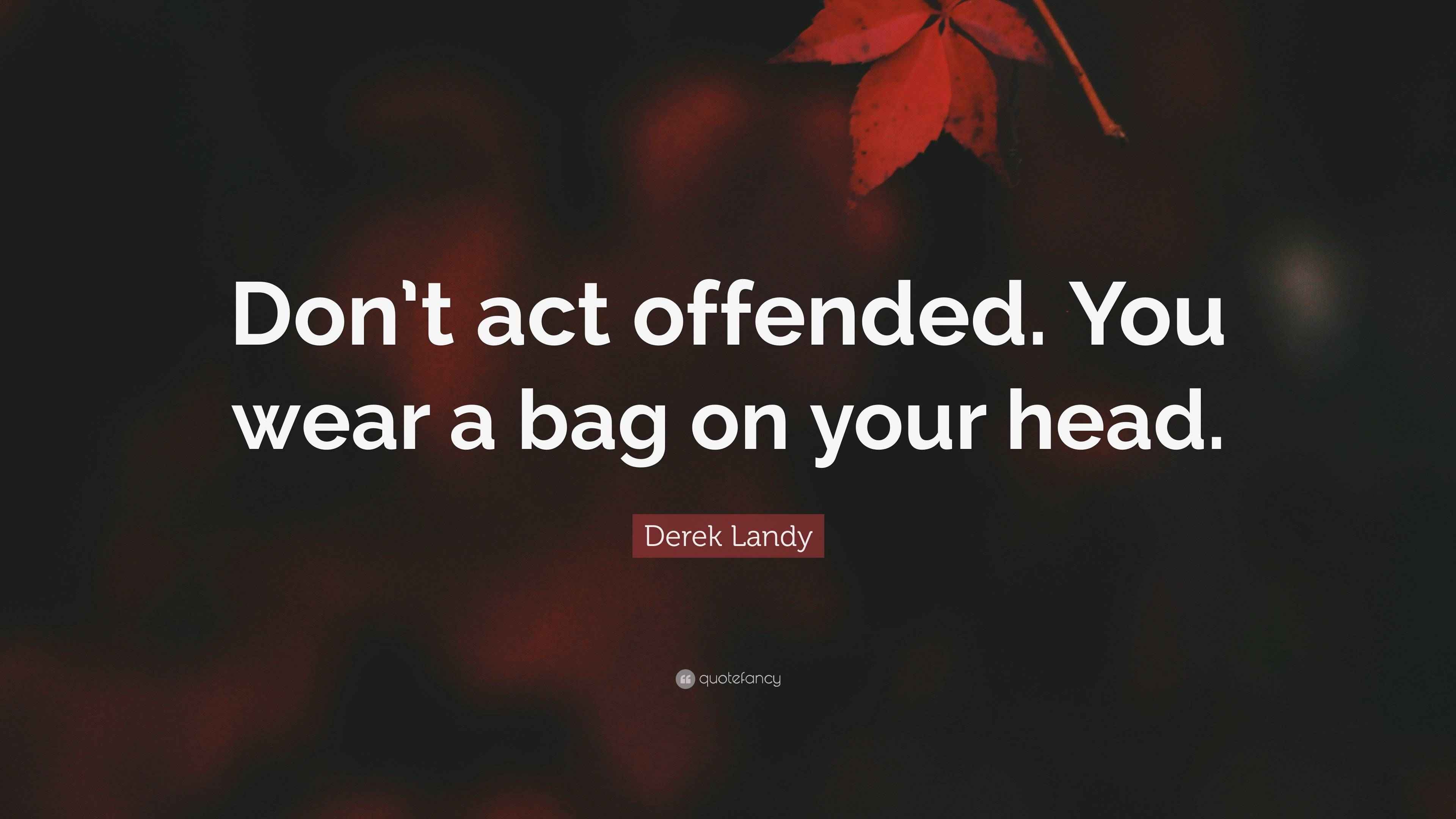 Derek Landy Quote “Don’t act offended. You wear a bag on your head.”