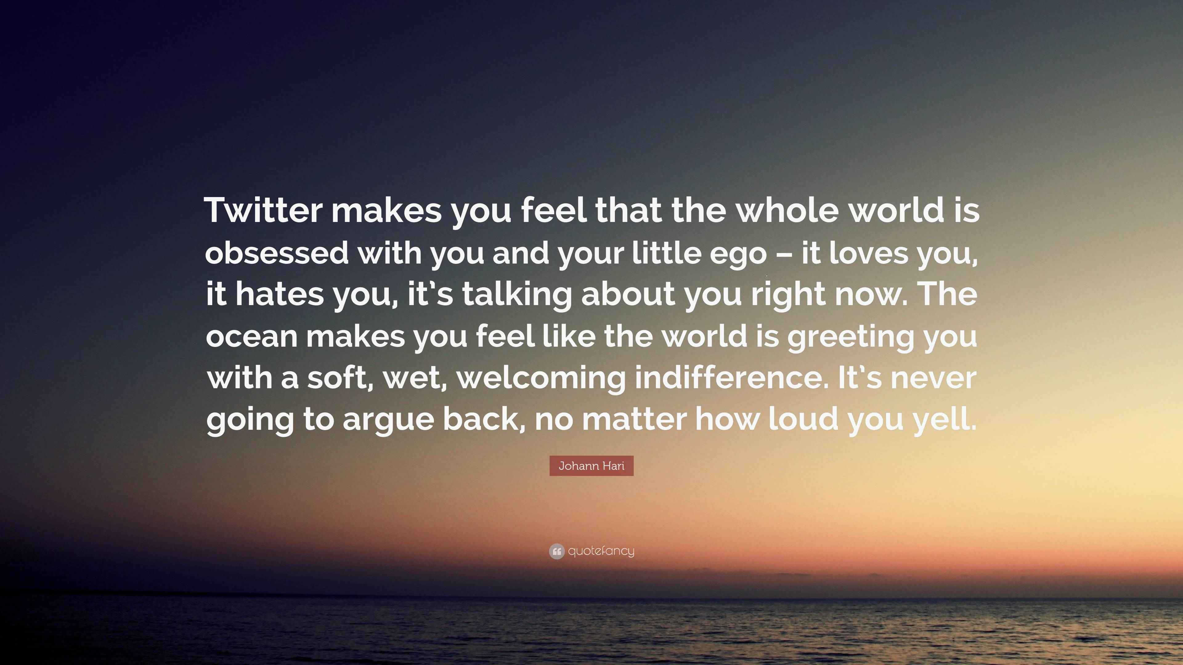 Johann Hari Quote: “Twitter makes you feel that the whole world is ...