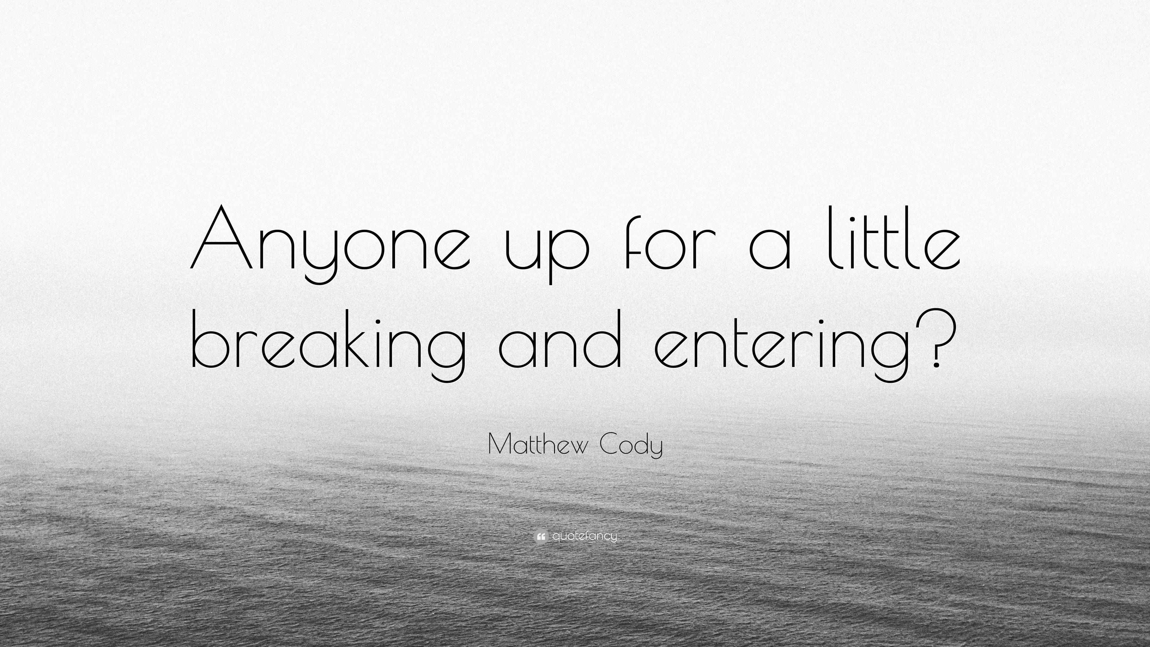 Matthew Cody Quote “Anyone up for a little breaking and entering?”