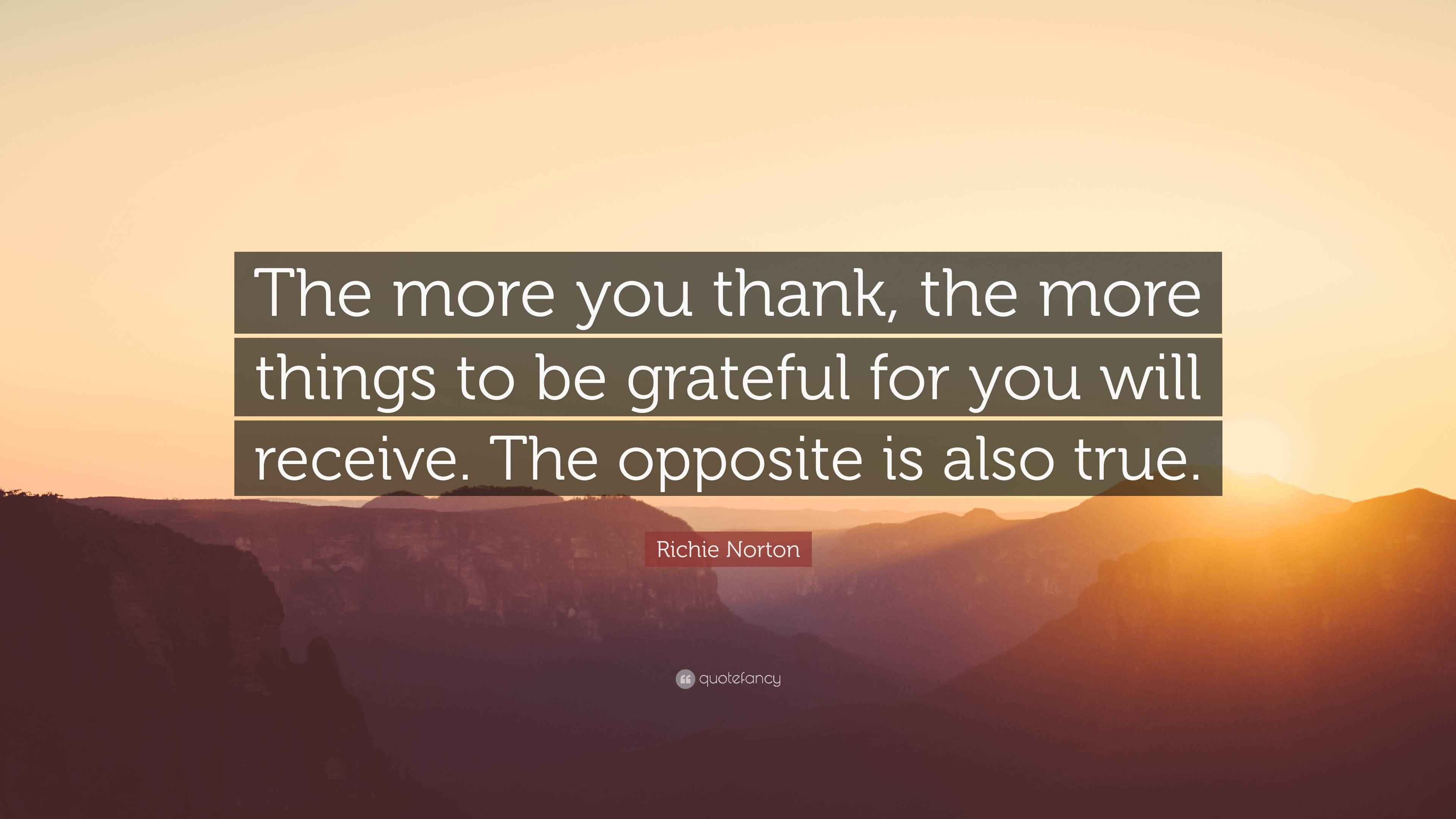View of Richie Norton Quote: “The more you thank, the more things to be ...
