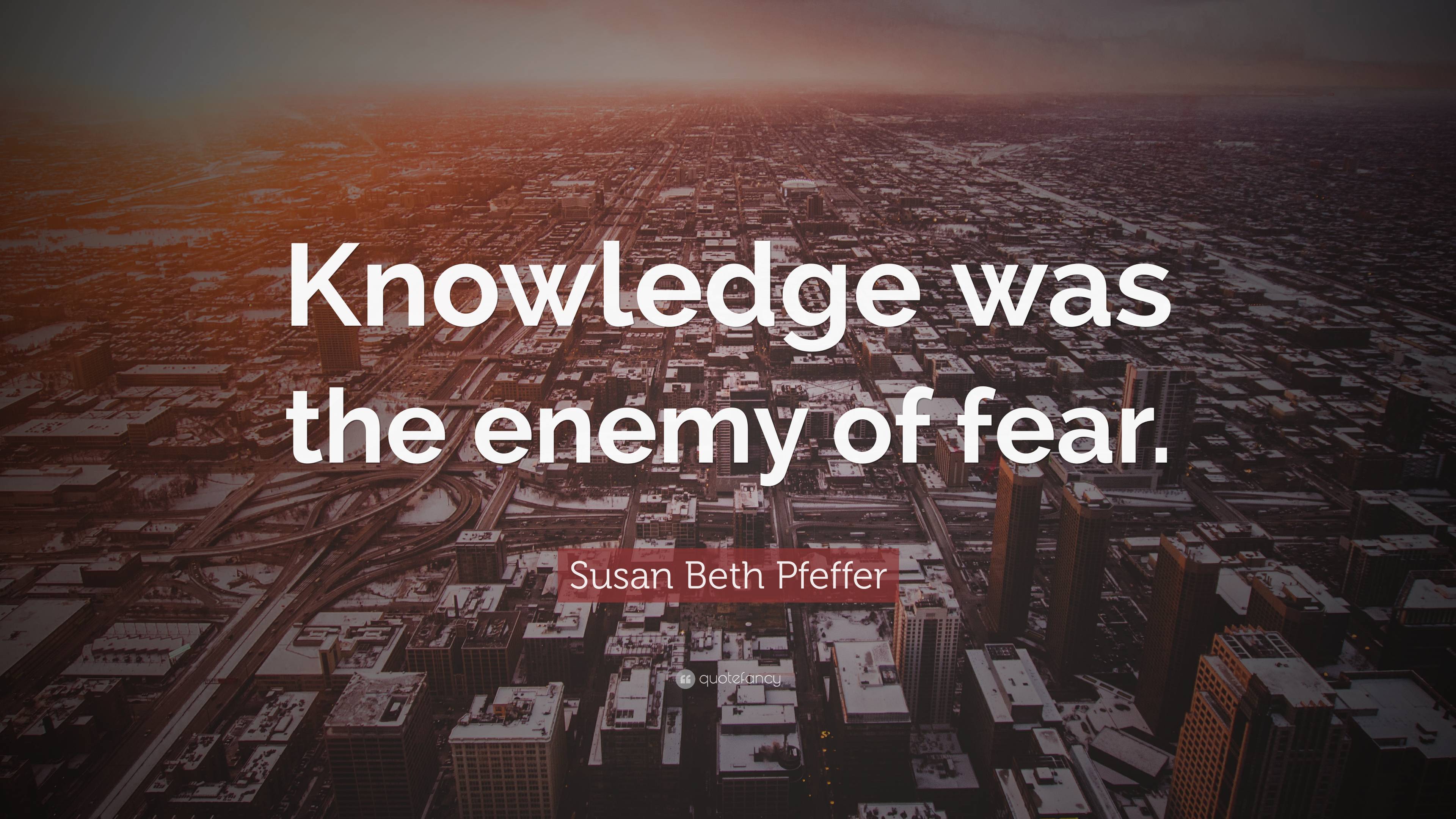 Susan Beth Pfeffer Quote: “Knowledge was the enemy of fear.”