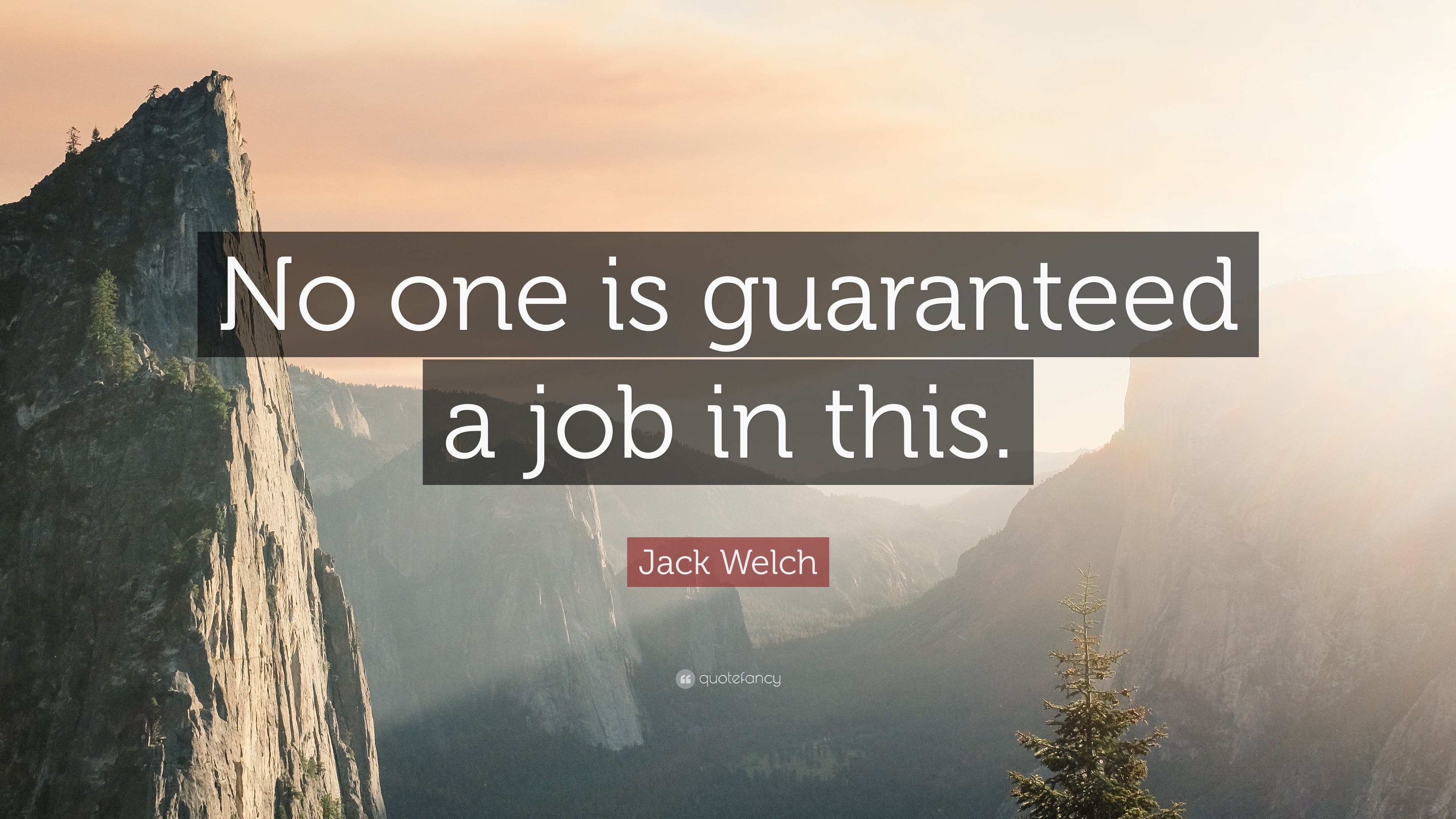 Jack Welch Quote: “No one is guaranteed a job in this.”