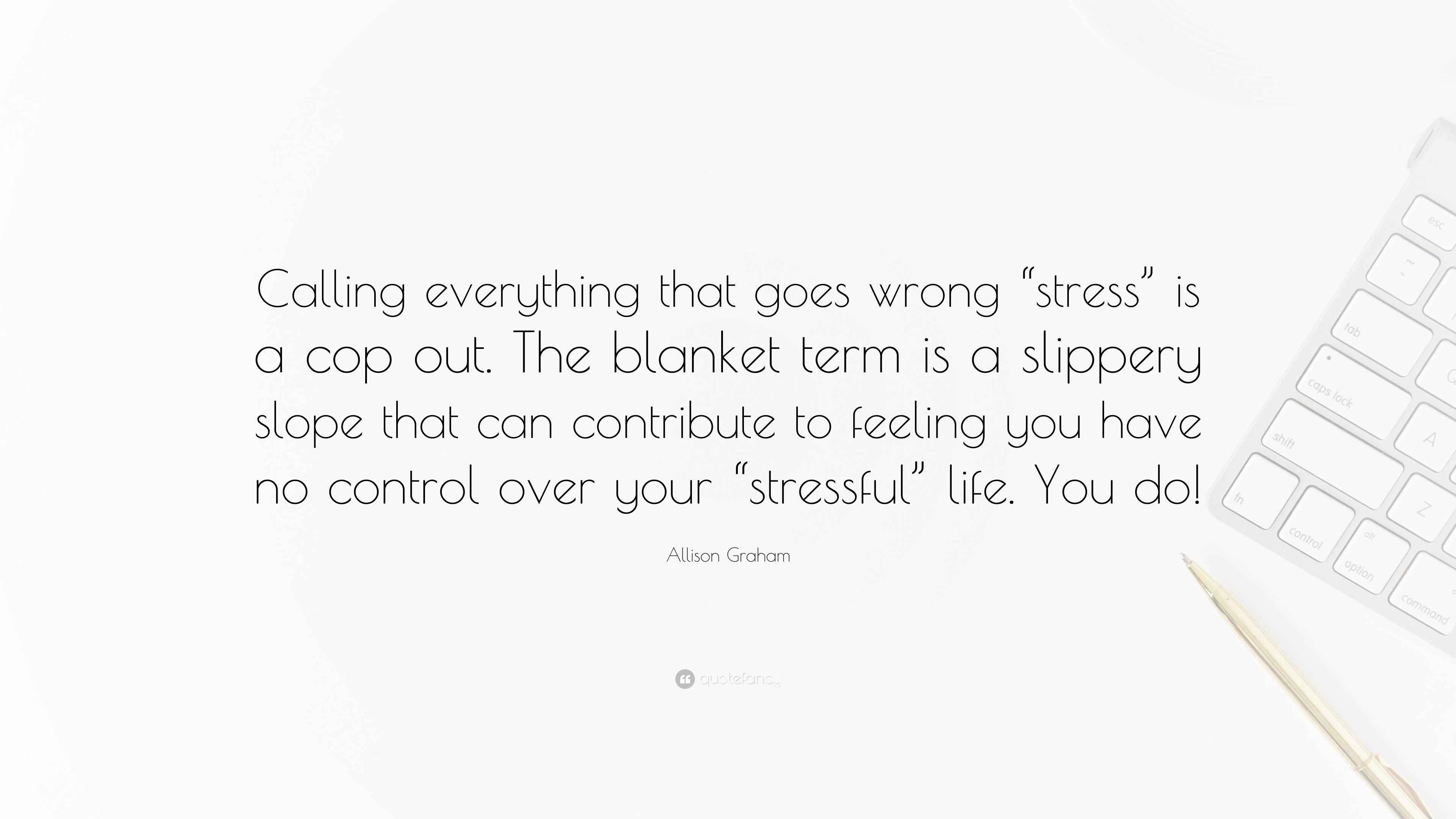 Allison Graham Quote “Calling everything that goes wrong “stress” is a