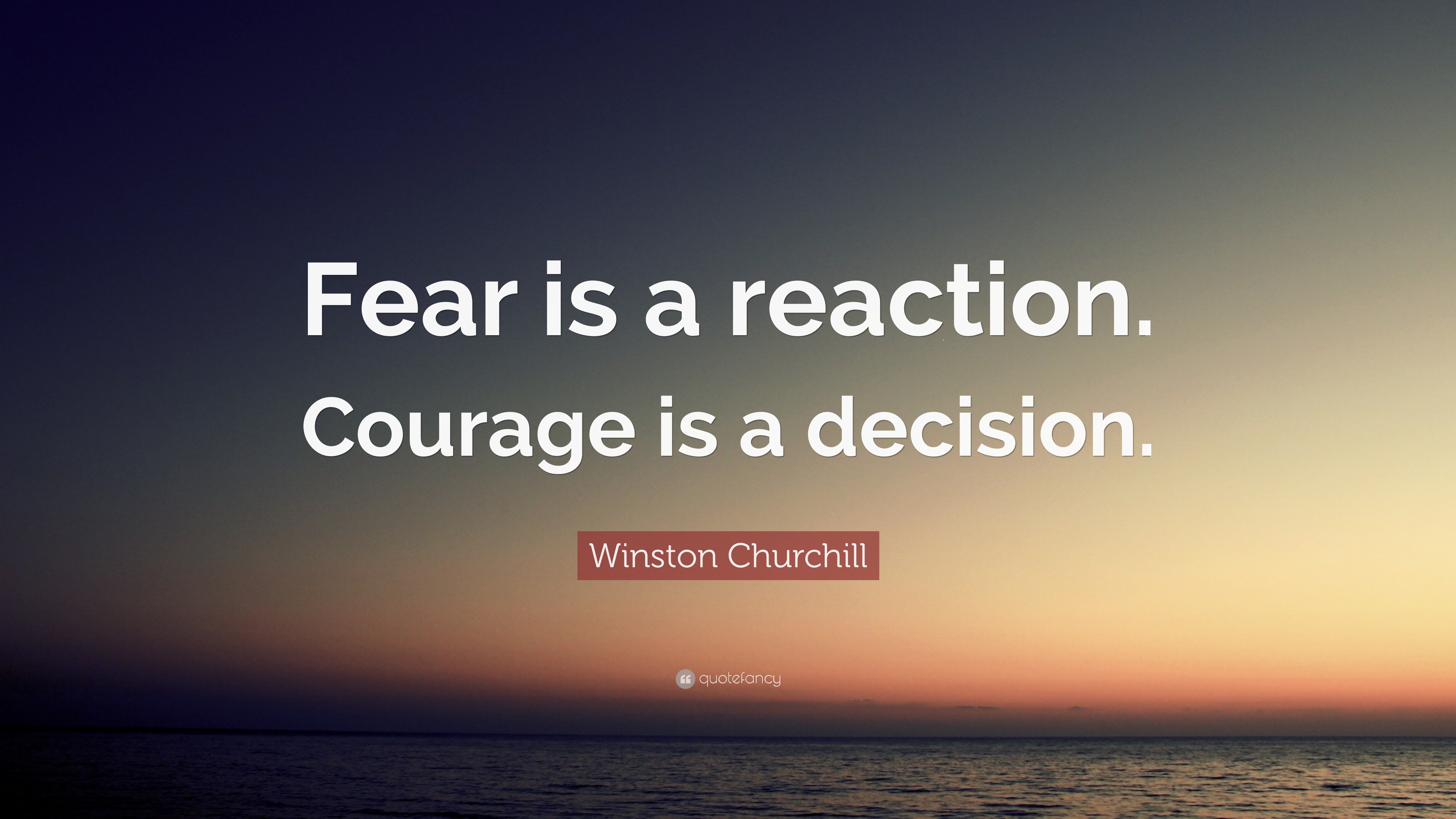 Winston Churchill Quote: “Fear is a reaction. Courage is a decision.”