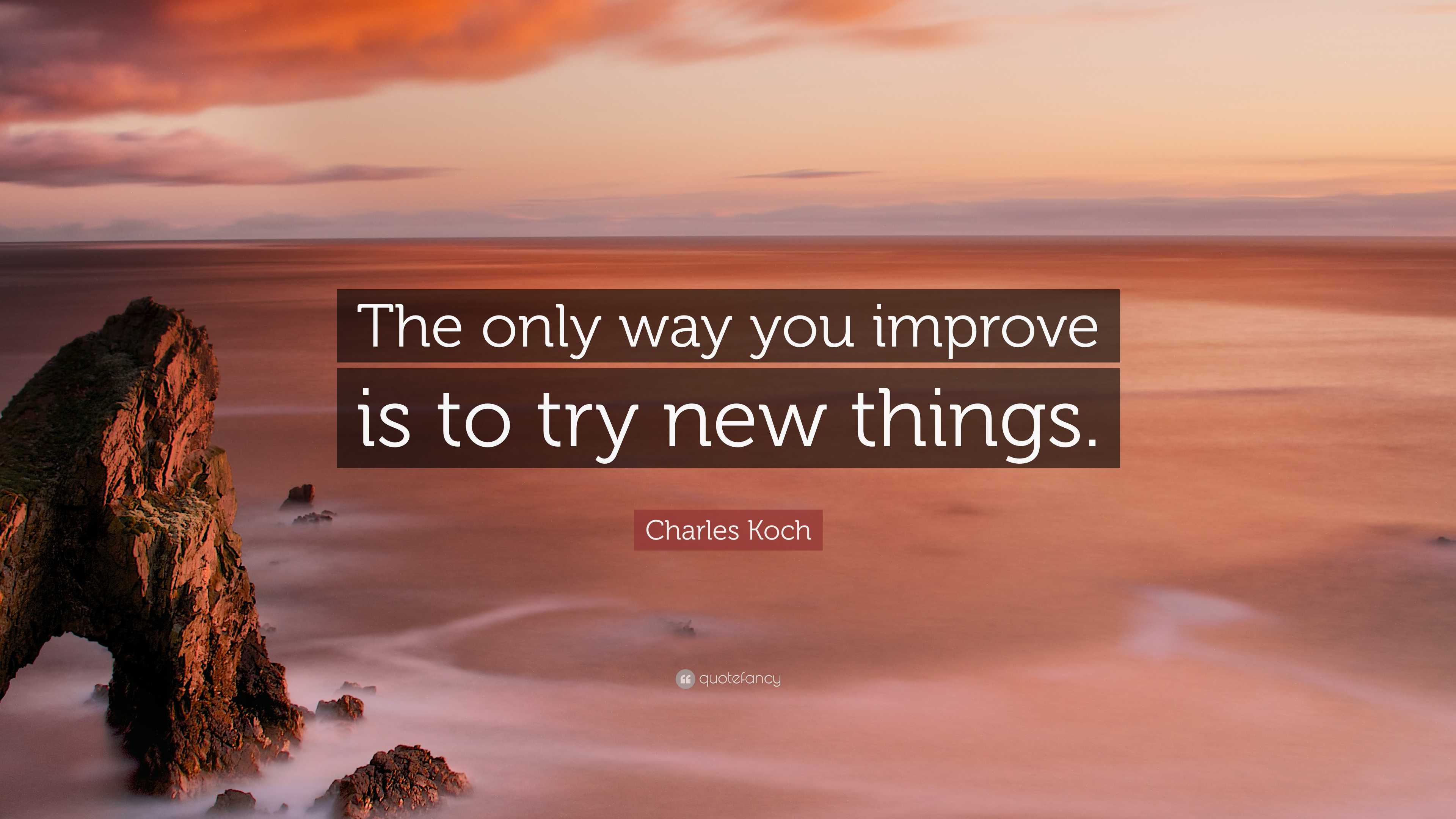 Charles Koch Quote: “The only way you improve is to try new things.”