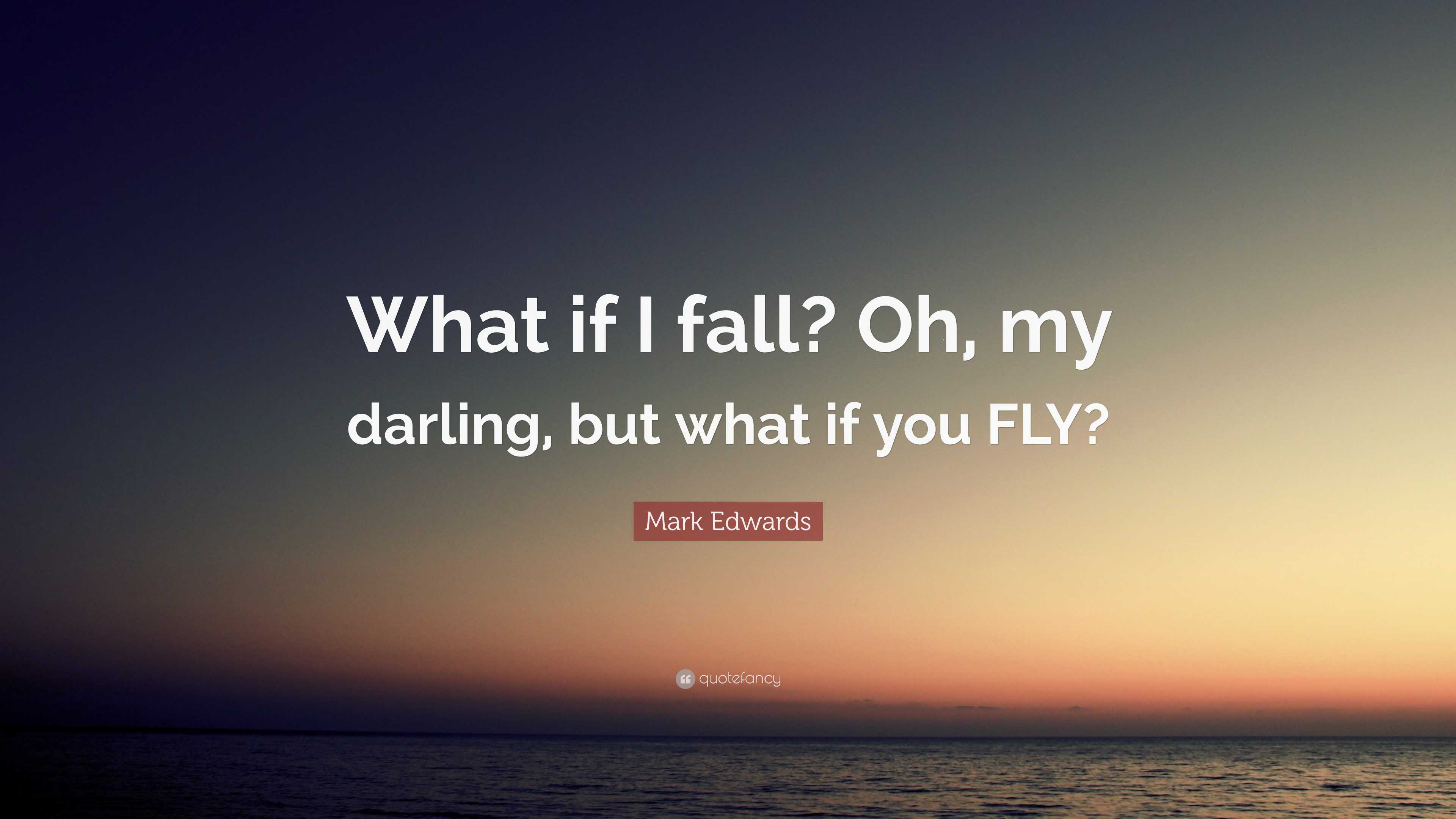 Mark Edwards Quote “What if I fall? Oh, my darling, but what if you FLY?”
