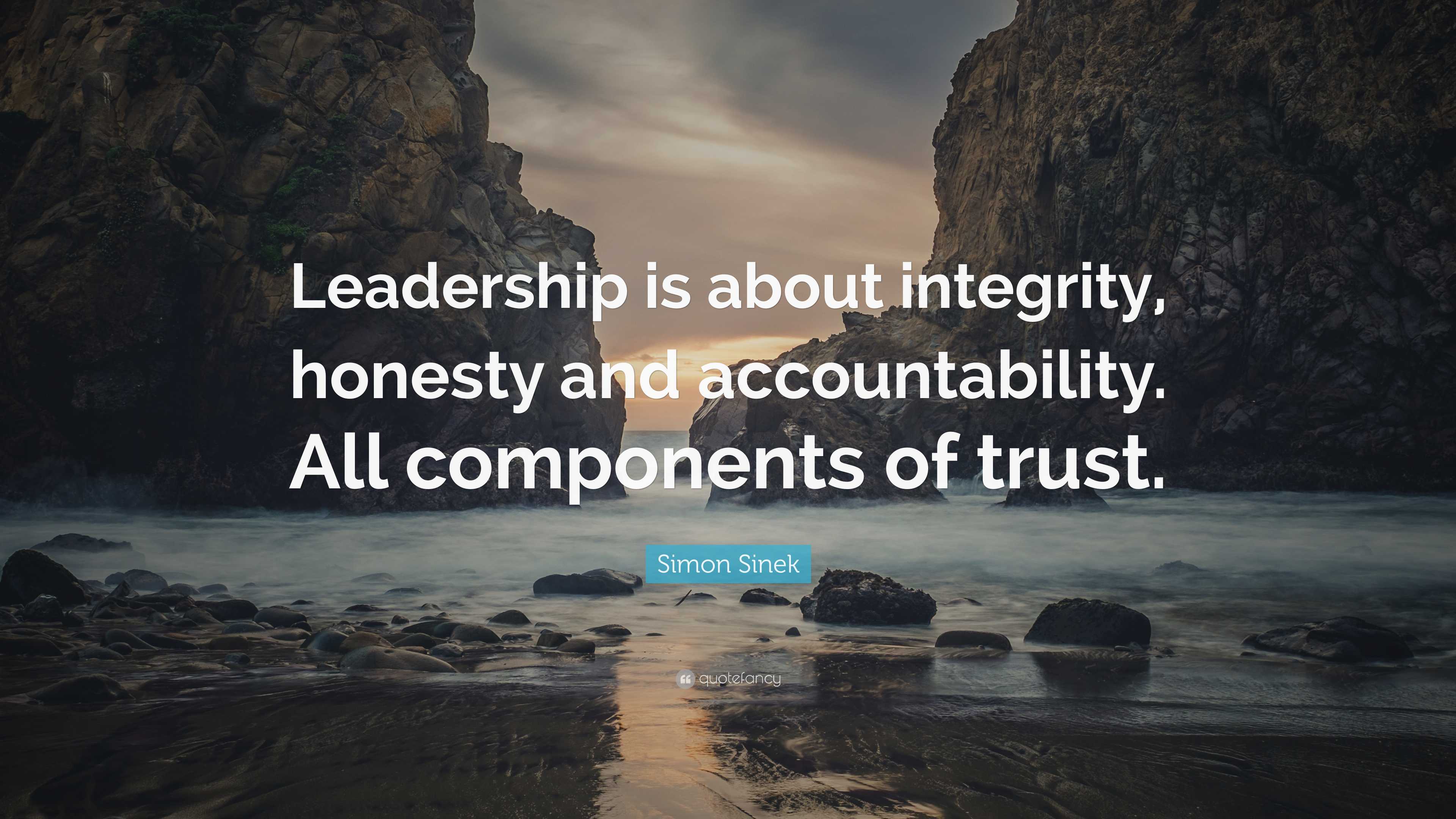 Simon Sinek Quote: “Leadership is about integrity, honesty and ...