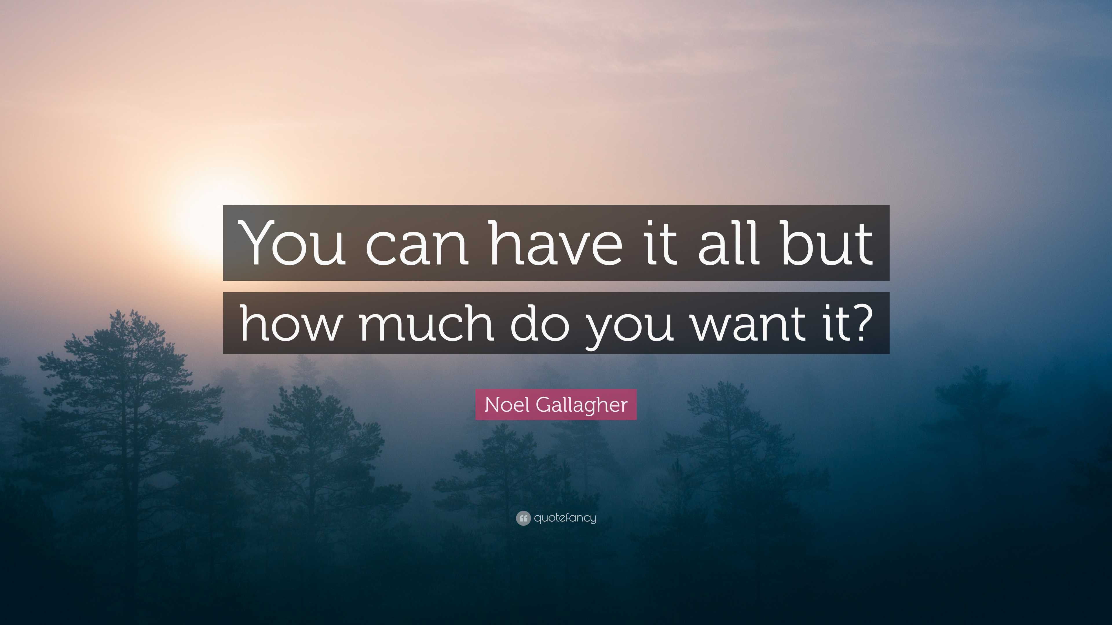 Noel Gallagher Quote: “You can have it all but how much do you want it?”