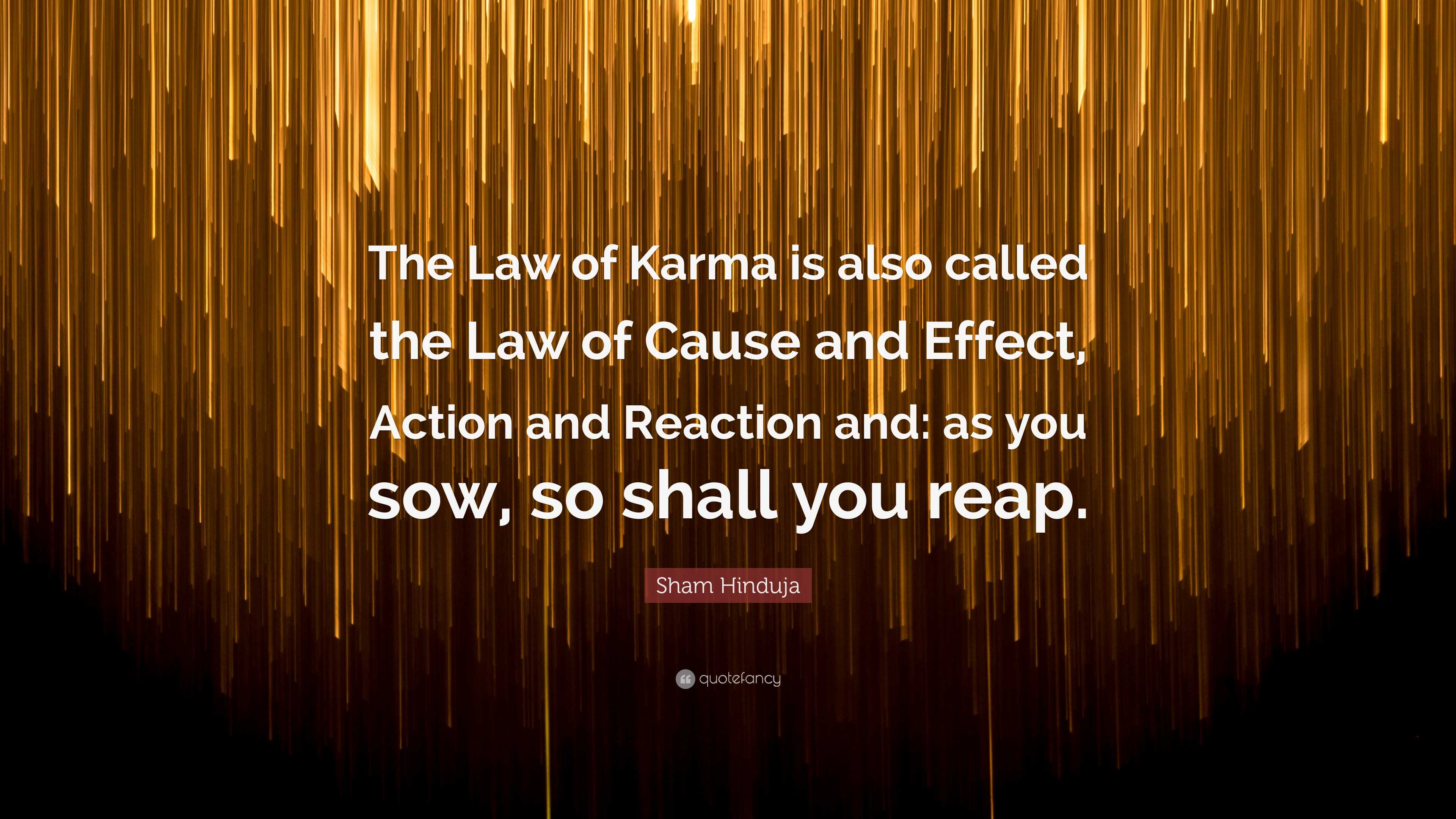 Sham Hinduja Quote: “The Law Of Karma Is Also Called The Law Of Cause ...