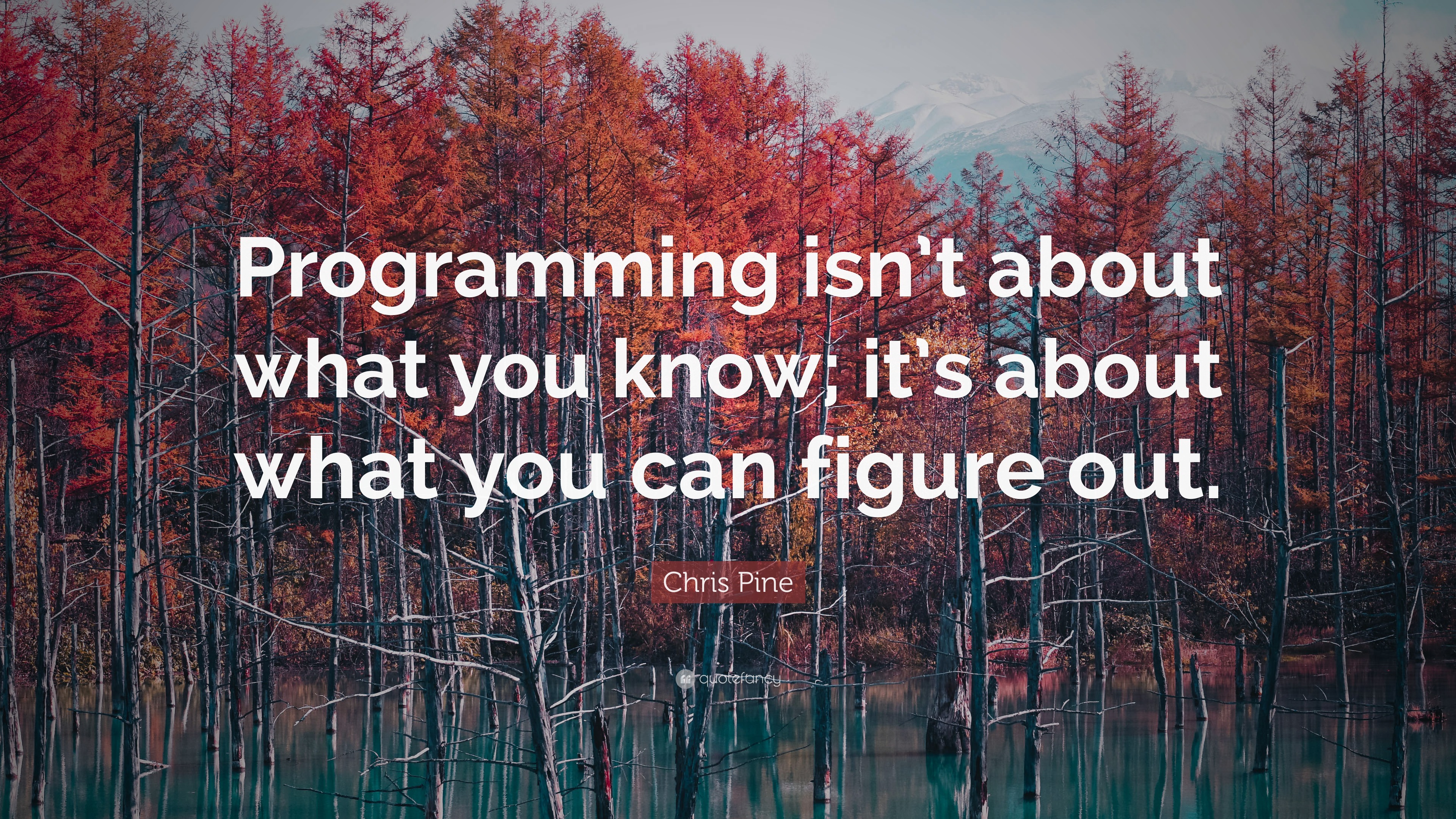 Chris Pine Quote: “Programming isn’t about what you know; it’s about ...