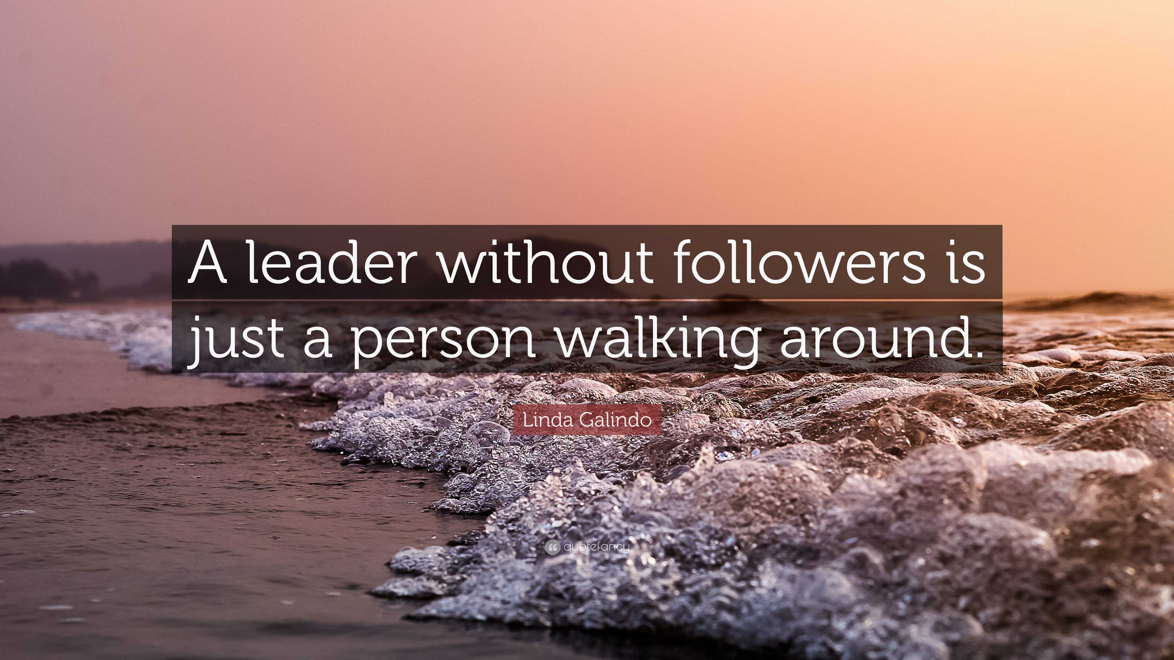 Linda Galindo Quote: “A leader without followers is just a person ...