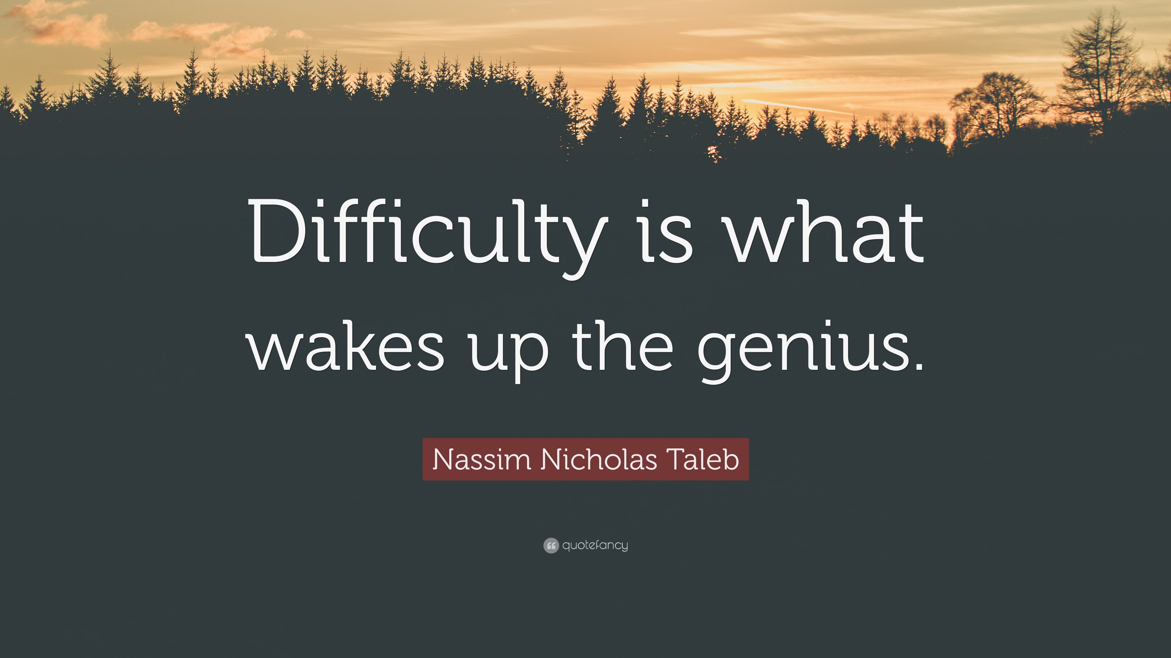 Nassim Nicholas Taleb Quote: “Difficulty is what wakes up the genius.”