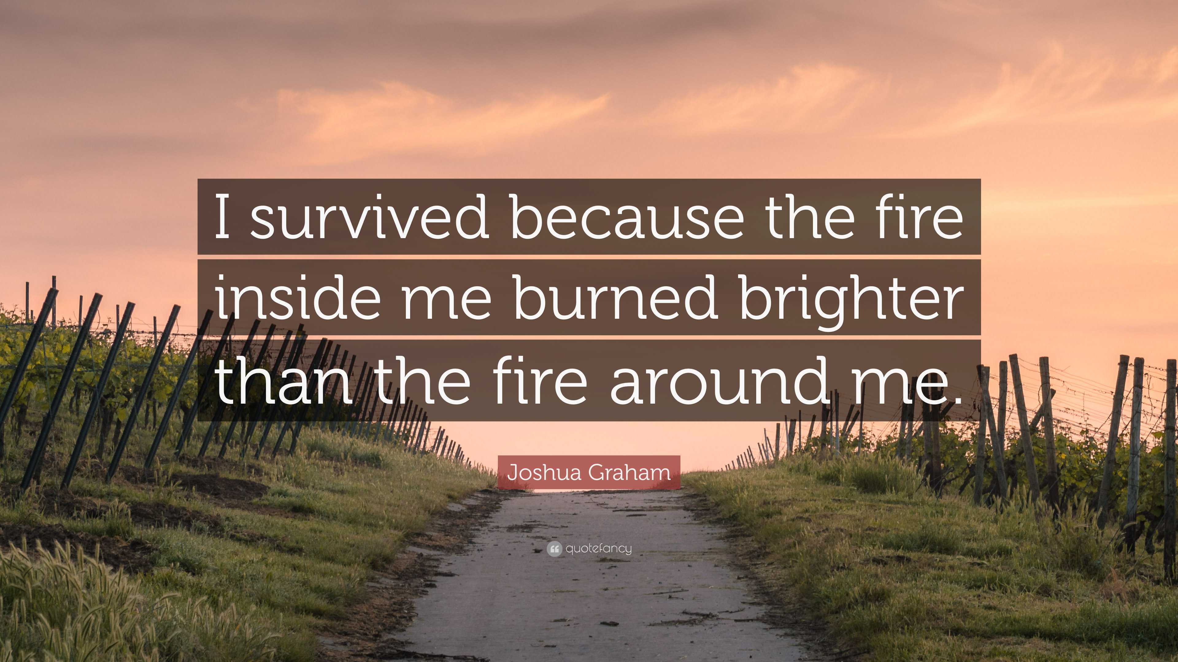 Joshua Graham Quote: “I survived because the fire inside me burned