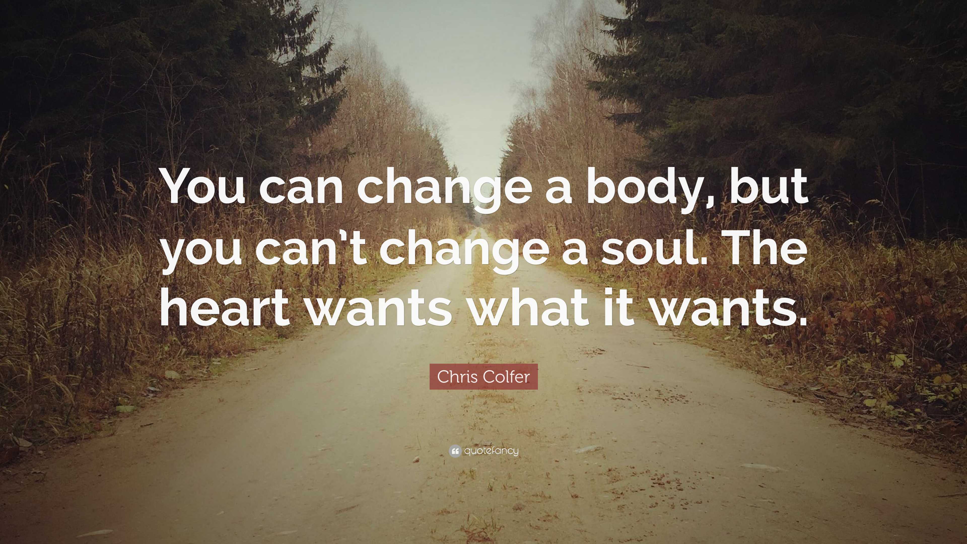 Chris Colfer Quote: “You can change a body, but you can’t change a soul ...