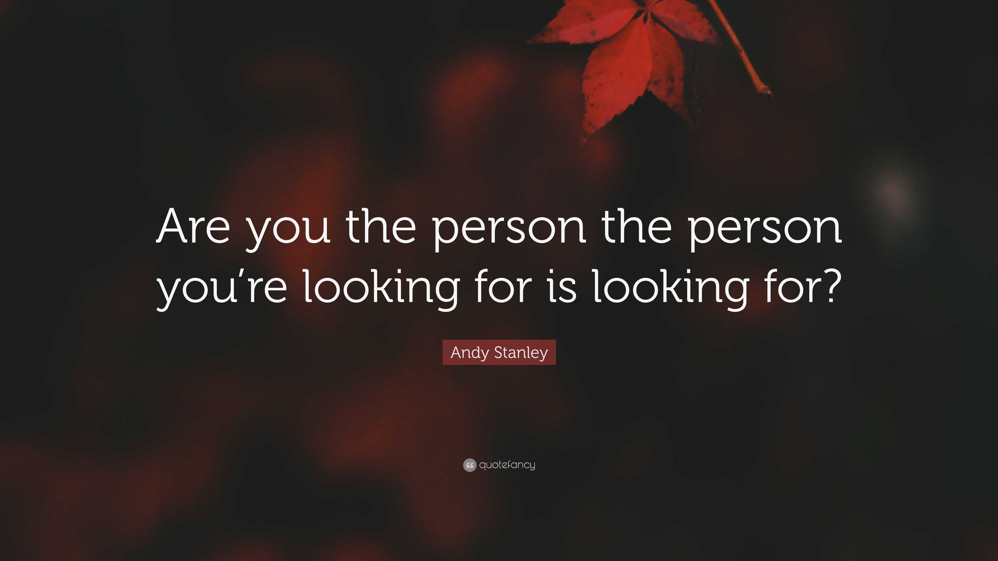 Andy Stanley Quote: “Are you the person the person you’re looking for