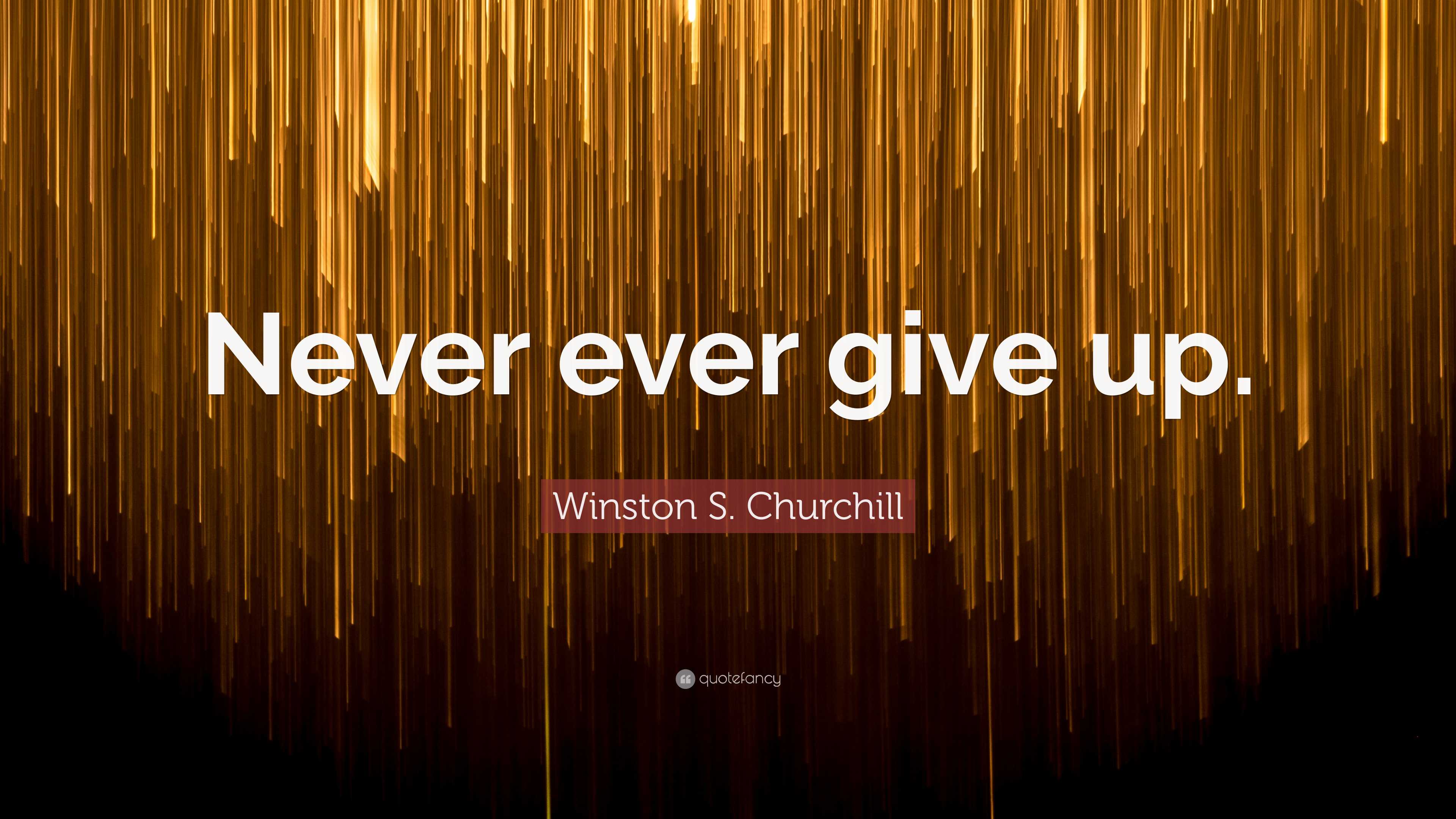 Winston S. Churchill Quote: “Never ever give up.”