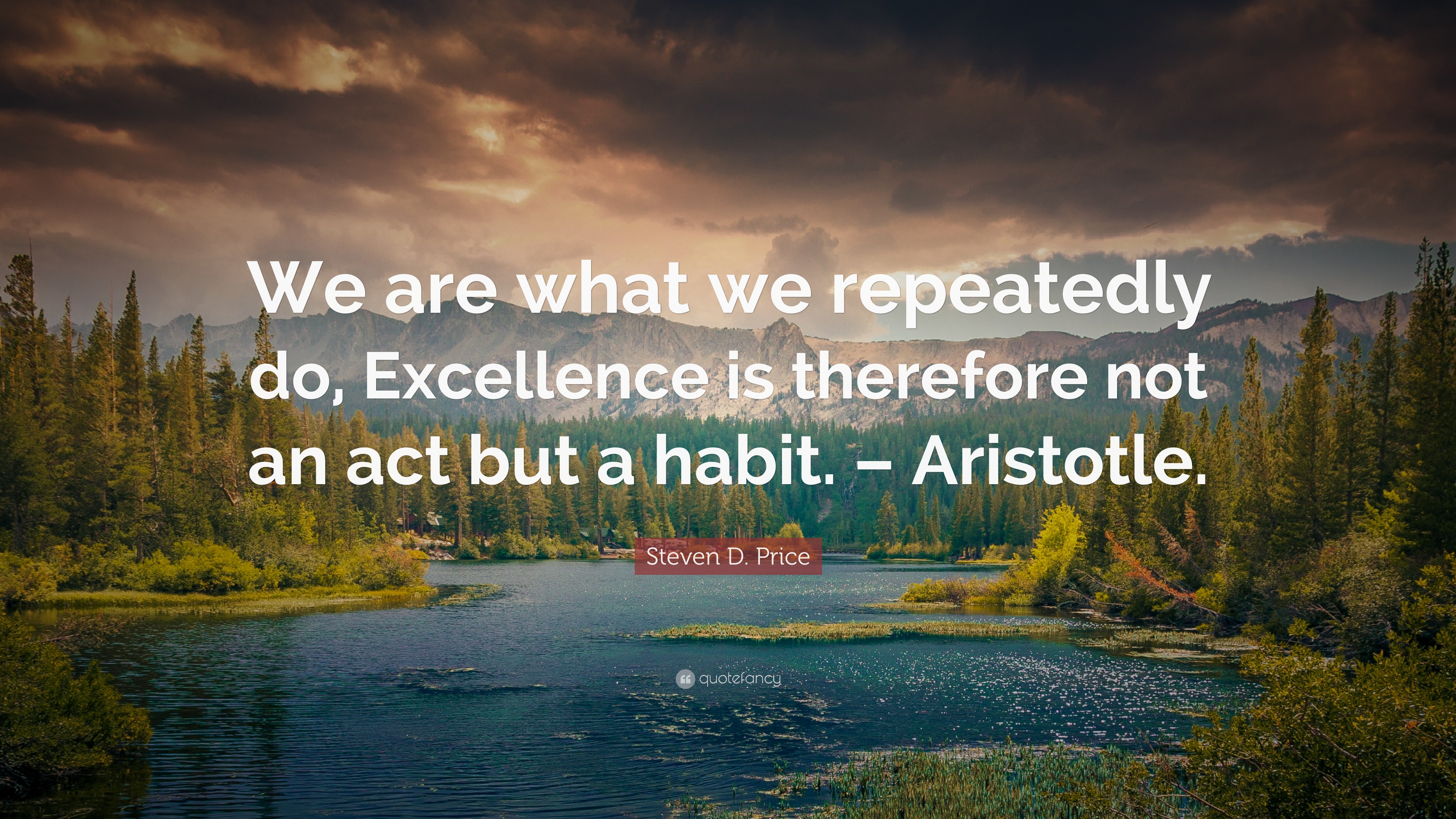 Steven D. Price Quote: “We are what we repeatedly do, Excellence is ...