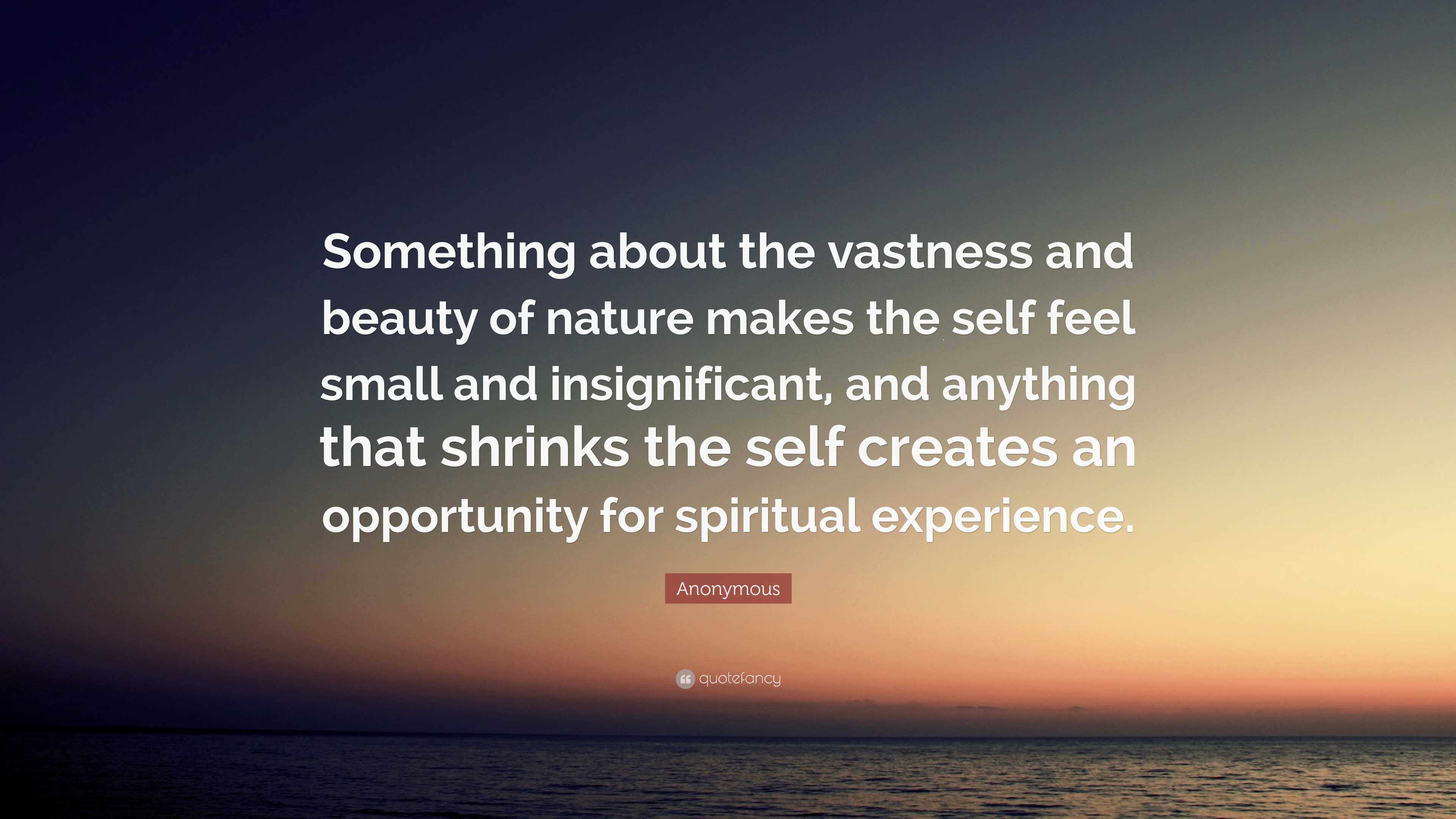 Anonymous Quote: “Something about the vastness and beauty of nature makes  the self feel small and insignificant, and anything that...”, image size:3840x2160