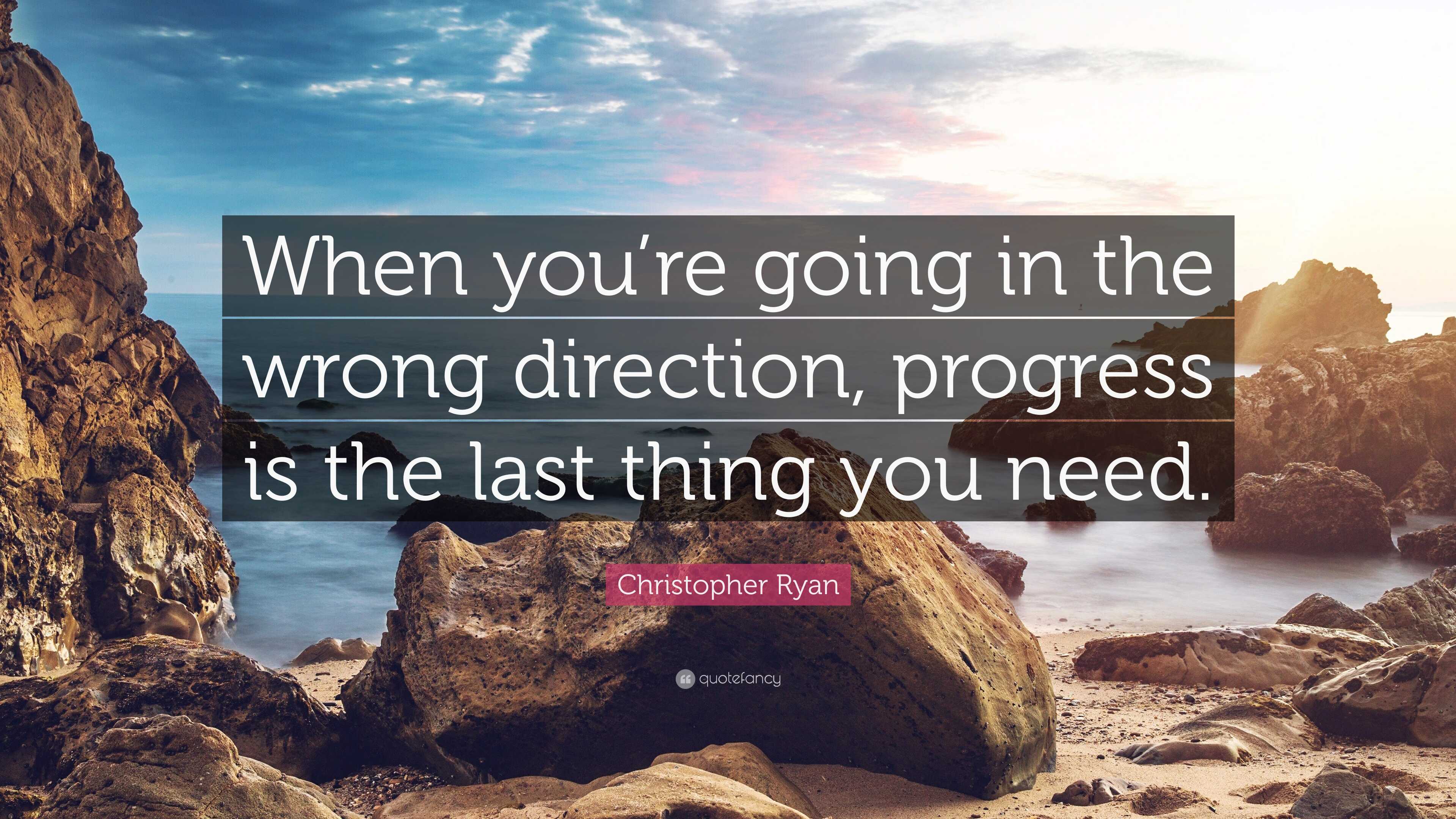 Christopher Ryan Quote: “When you’re going in the wrong direction ...