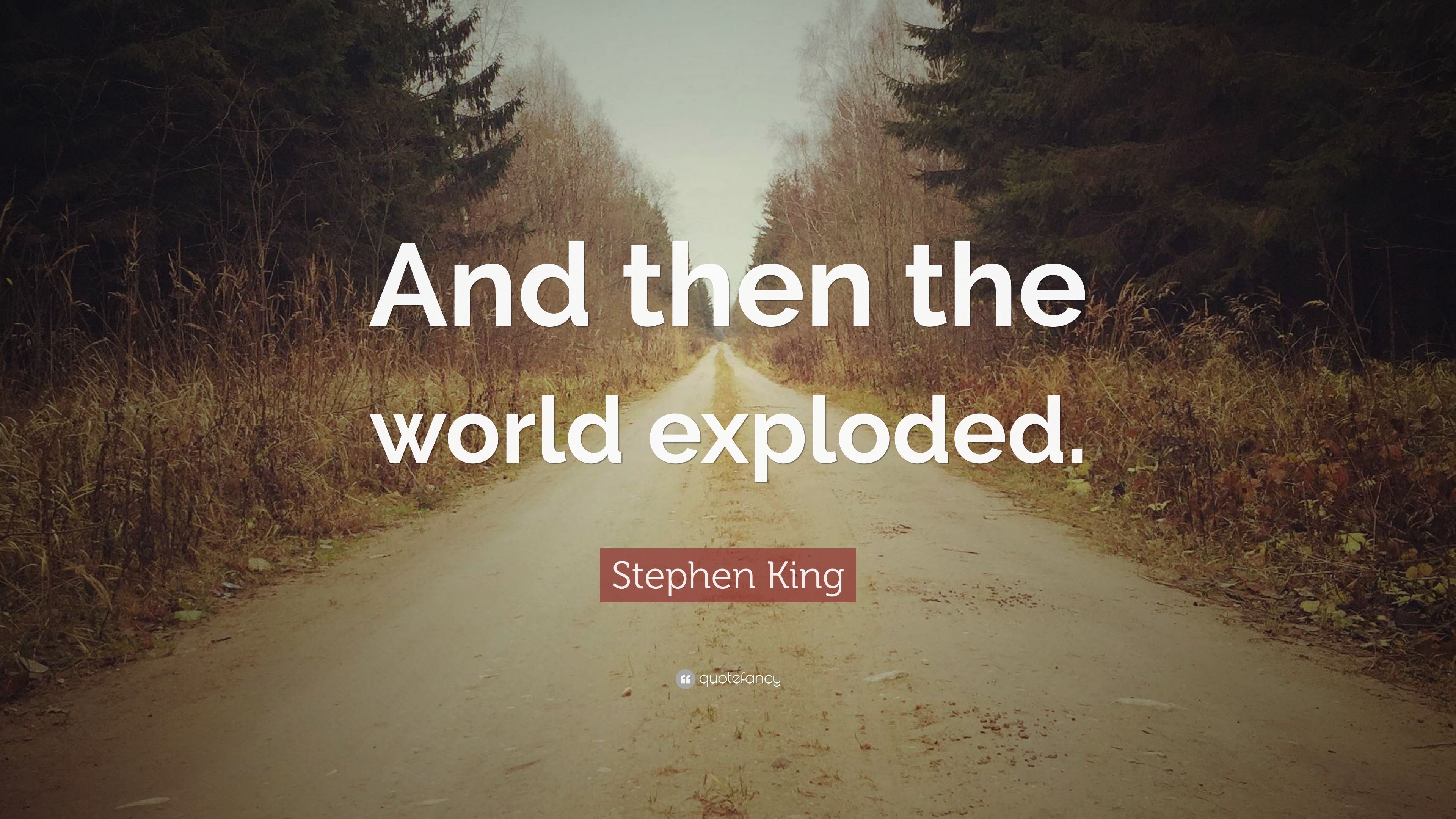 Stephen King Quote: “And then the world exploded.”