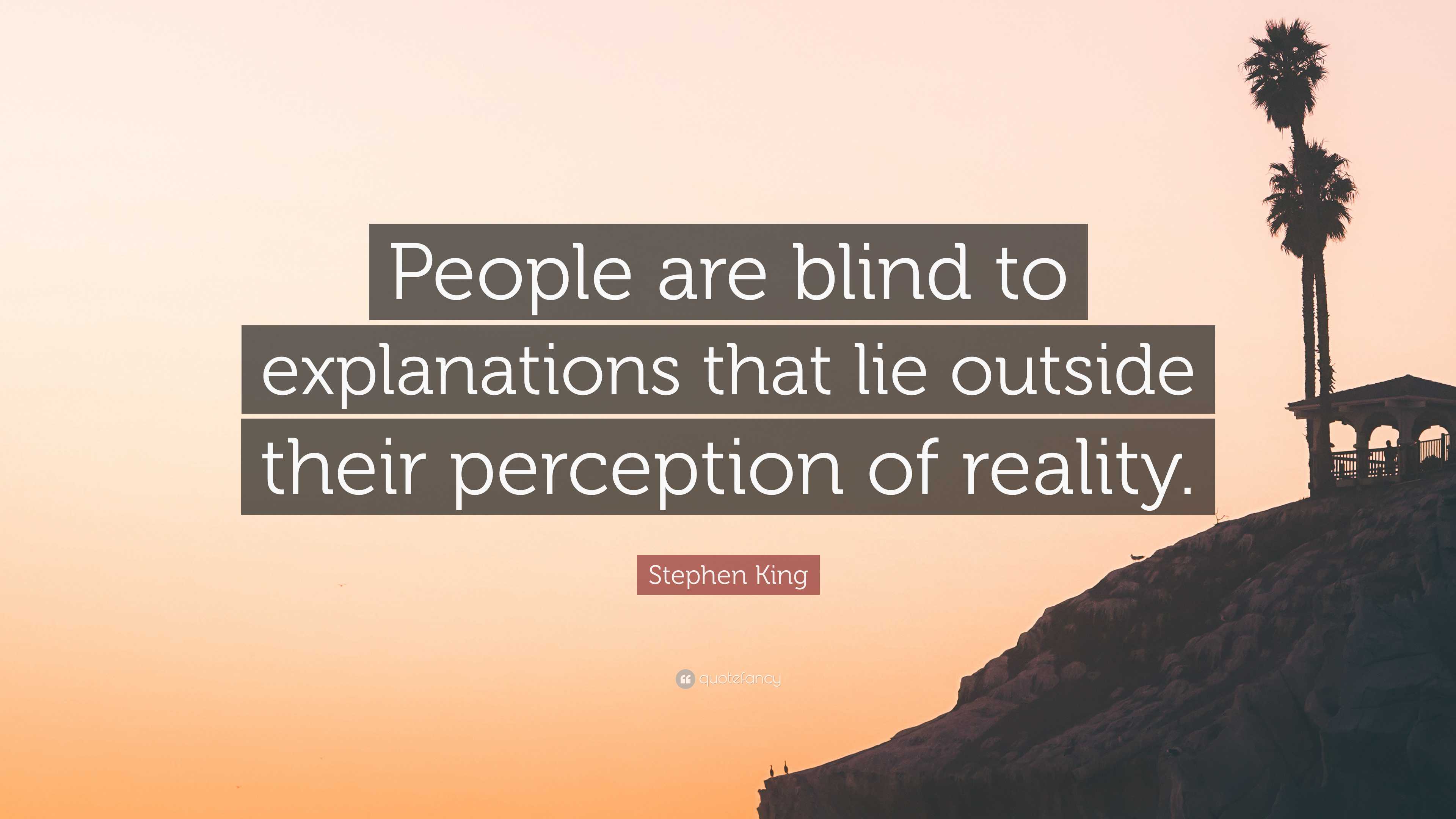 Stephen King Quote: “People are blind to explanations that lie outside  their perception of reality.”