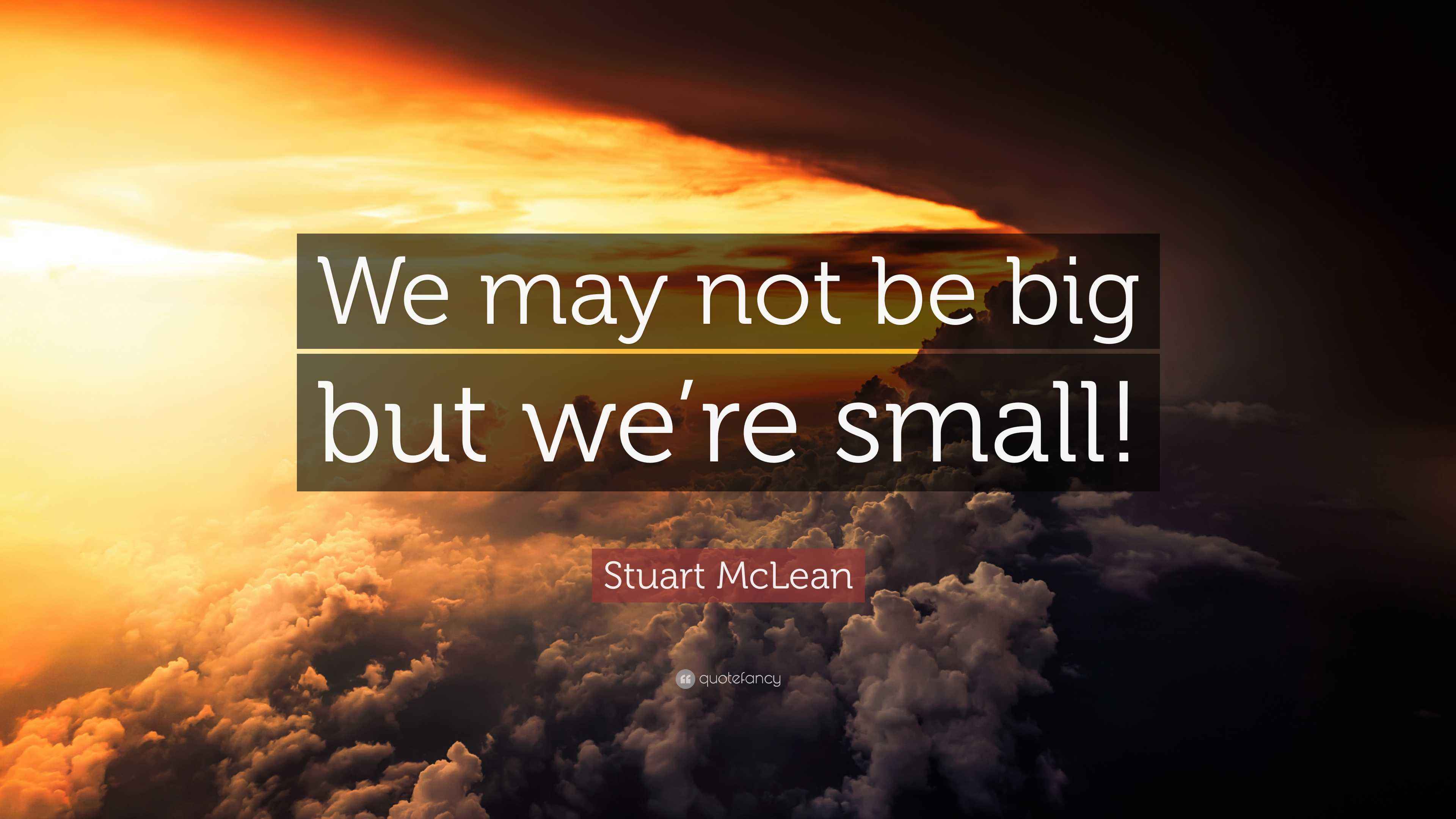 Stuart McLean Quote: “We may not be big but we’re small!”
