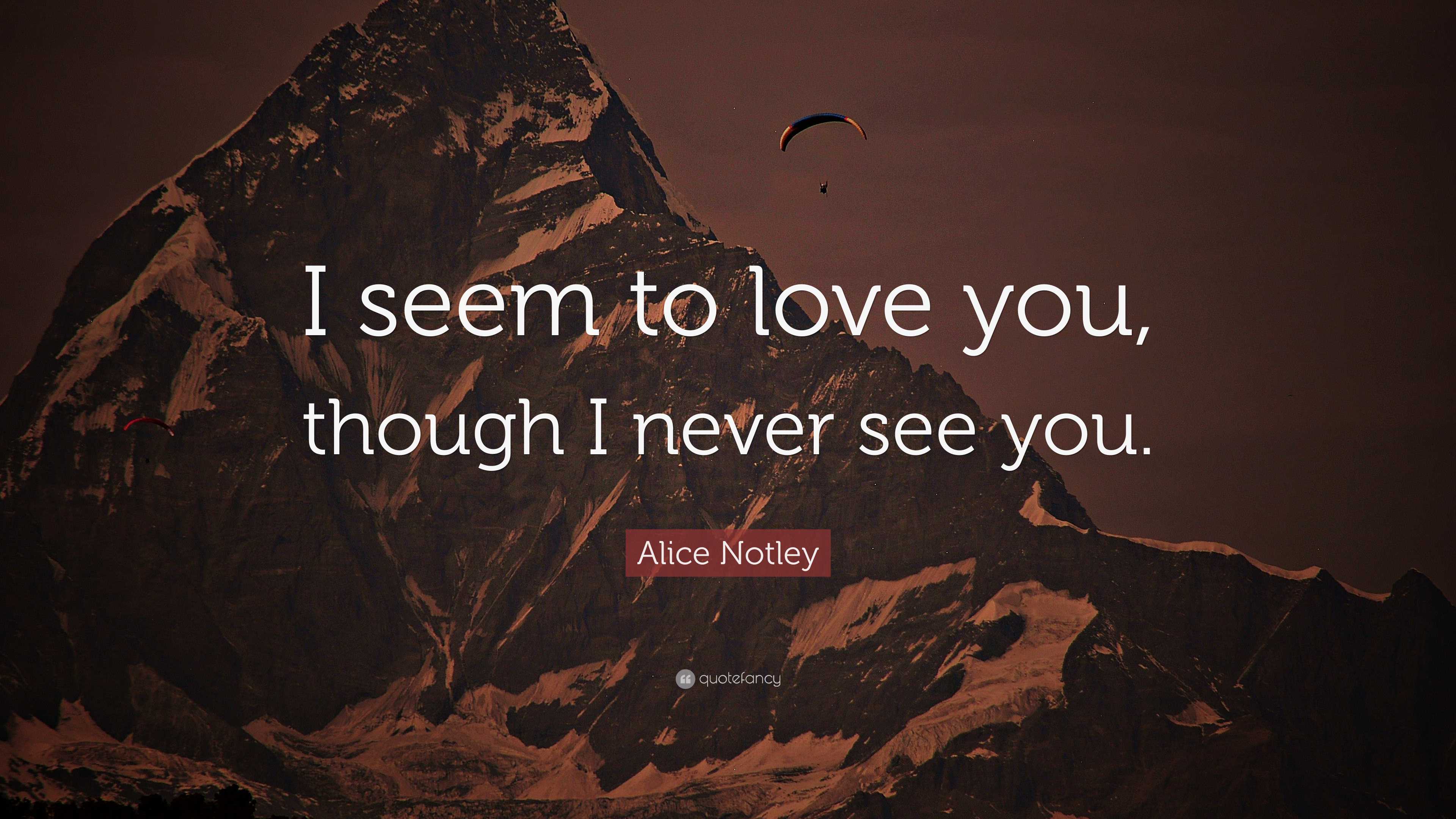 Alice Notley Quote: “I seem to love you, though I never see you.”