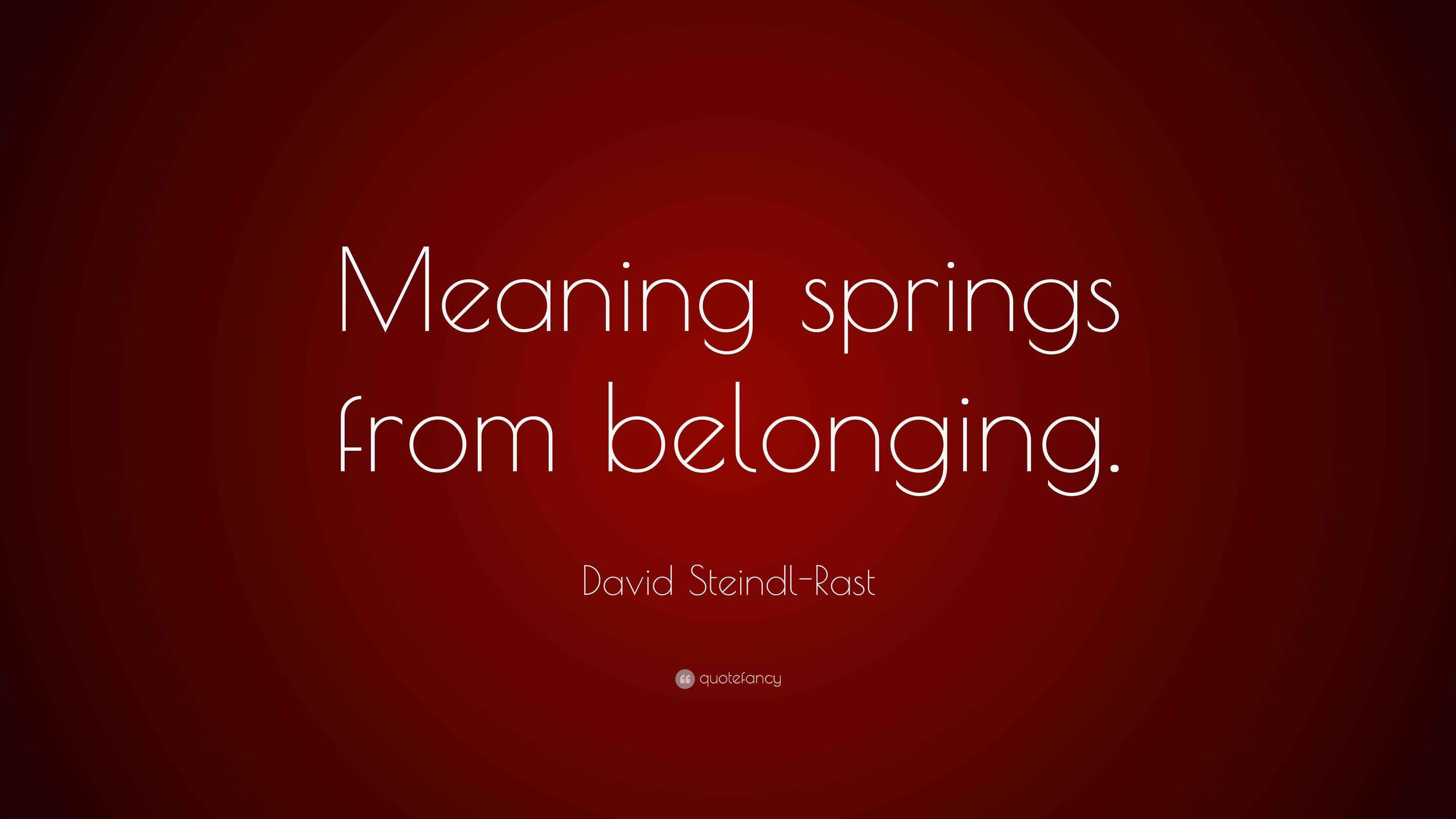 David SteindlRast Quote “Meaning springs from belonging.”