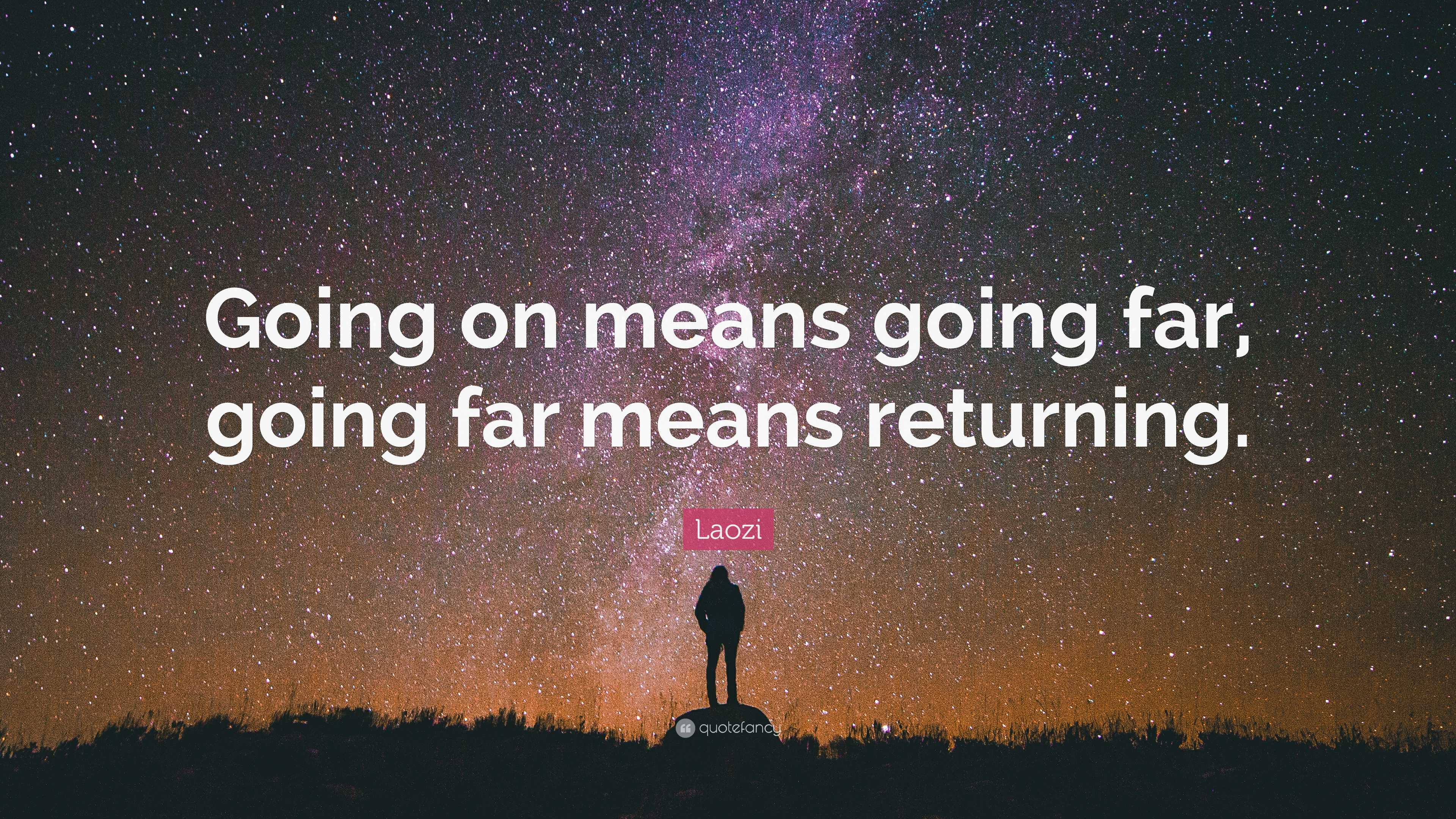 Laozi Quote “Going on means going far, going far means returning.”