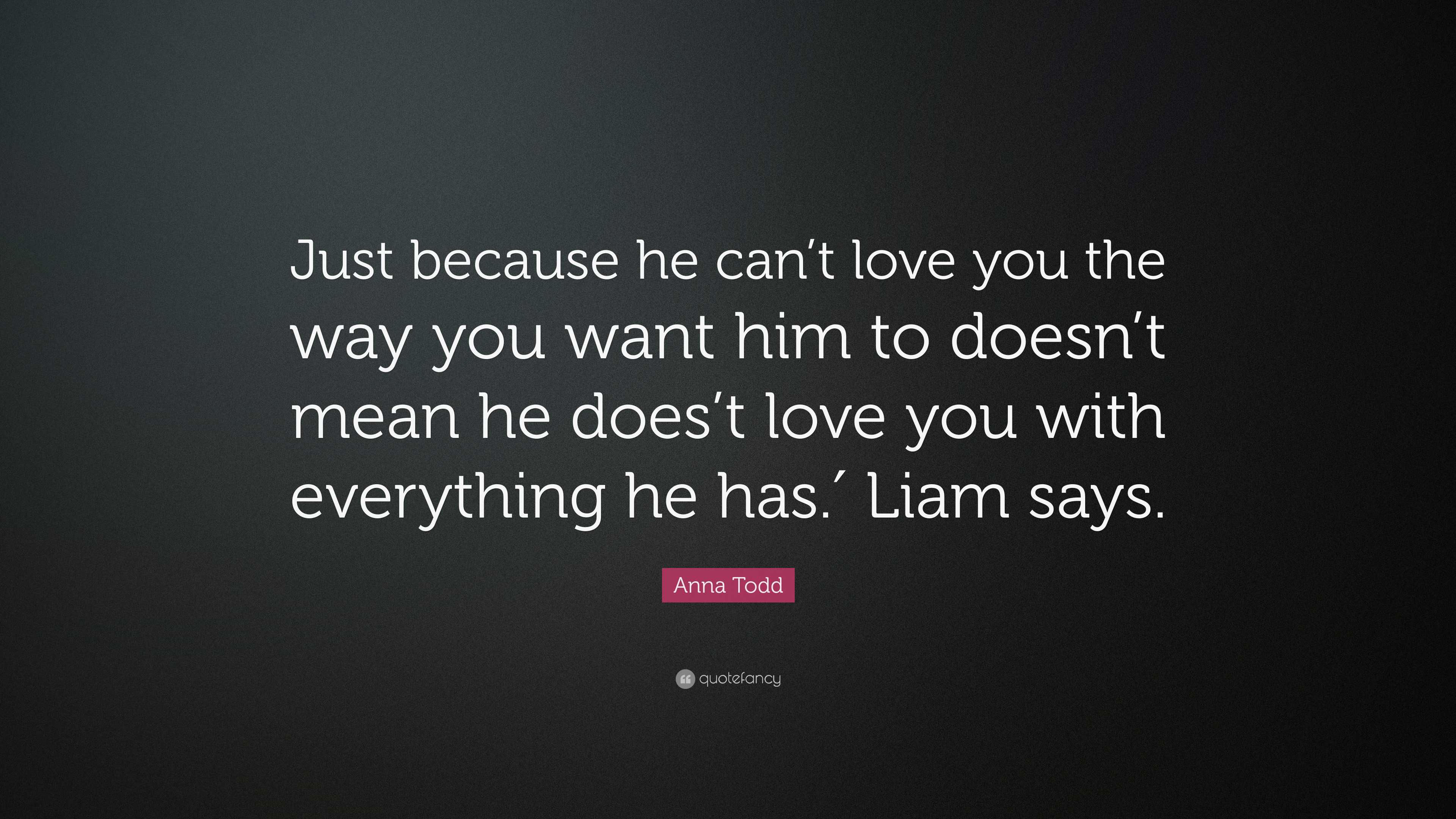 Anna Todd Quote: “Just because he can’t love you the way you want him
