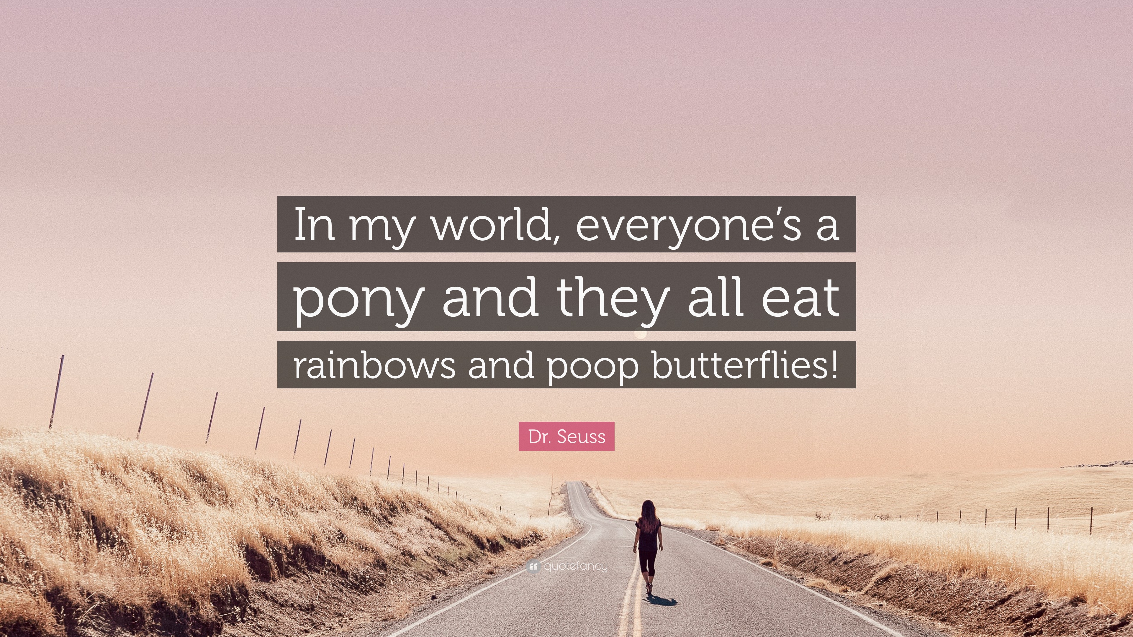 Dr. Seuss Quote “In my world, everyone’s a pony and they all eat rainbows and poop butterflies!”